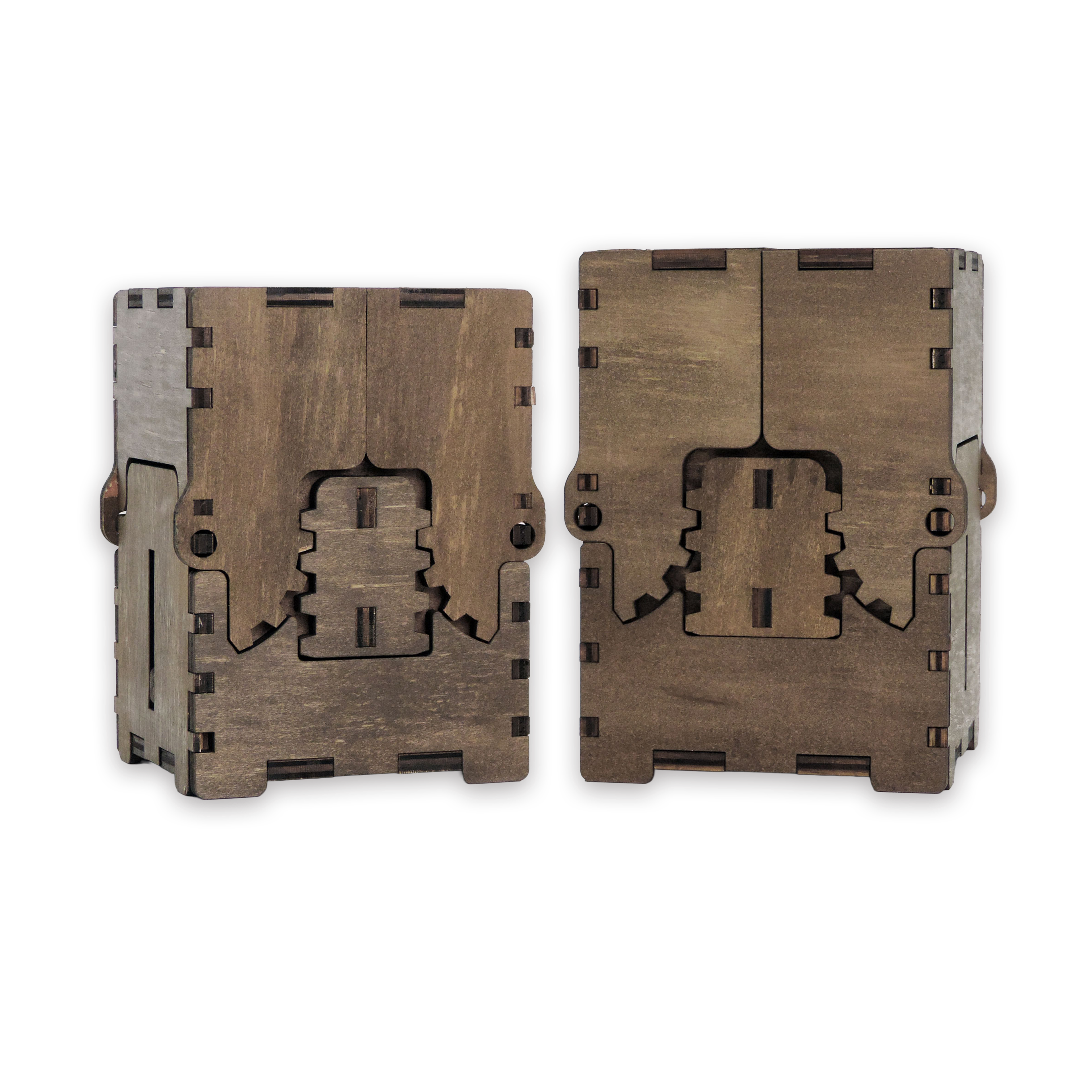 Laser-cut card deck box, birch plywood — walnut, small, blank (3.5 × 5 in)