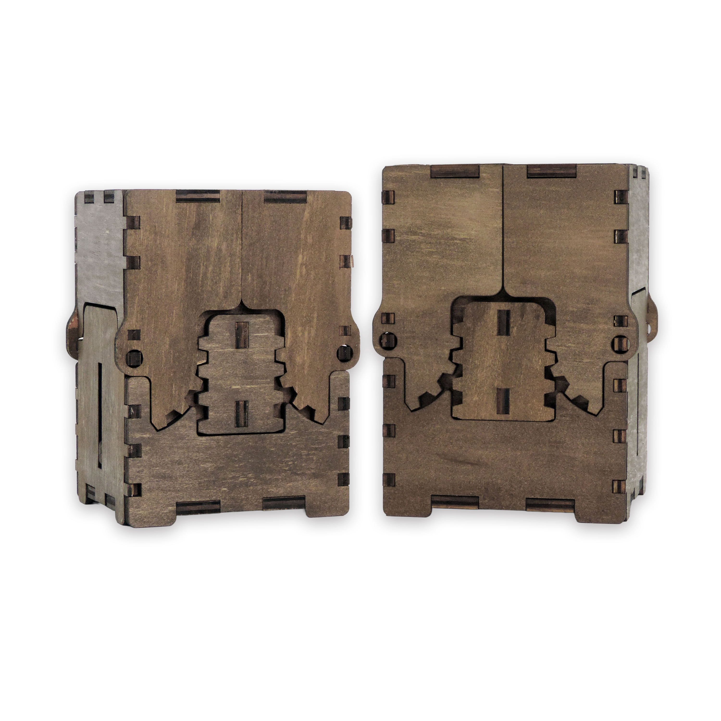 Laser-cut card deck box, birch plywood — walnut, small, blank (3.5 × 5 in)