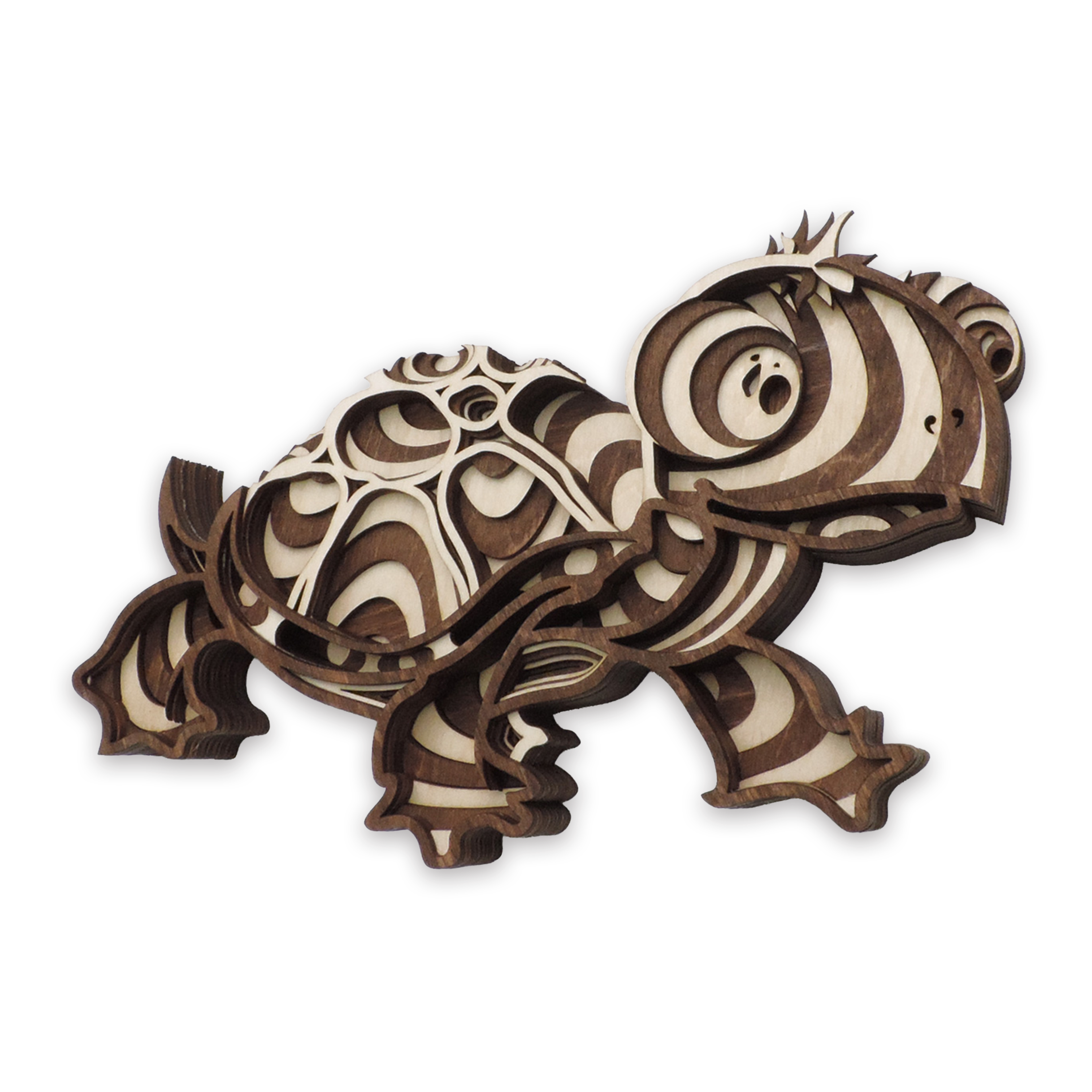 Multilayer 3D laser-cut sea turtle wall art, Baltic Birch Plywood