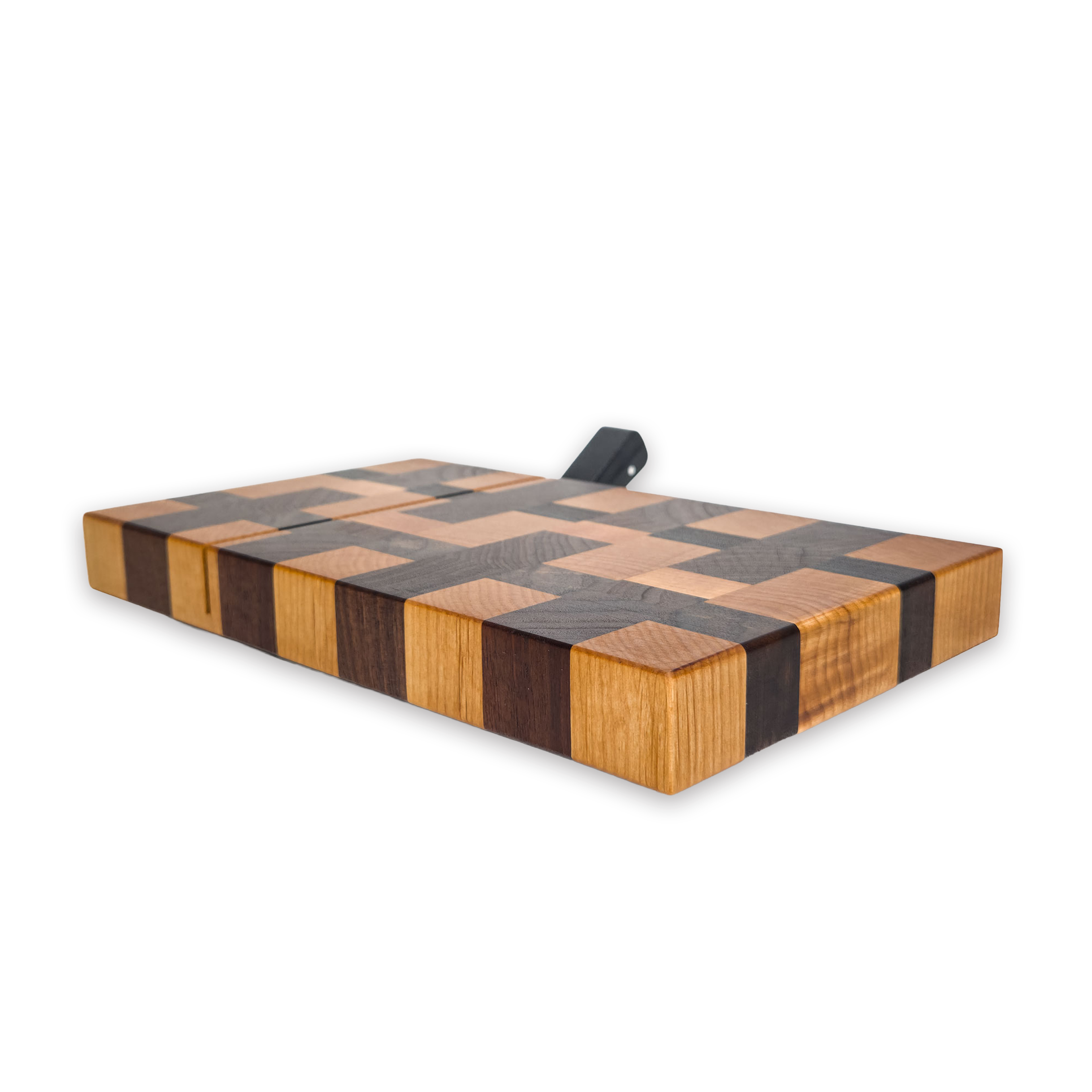 End grain maple & walnut cheese slicer board with wire cutter, oiled hardwood