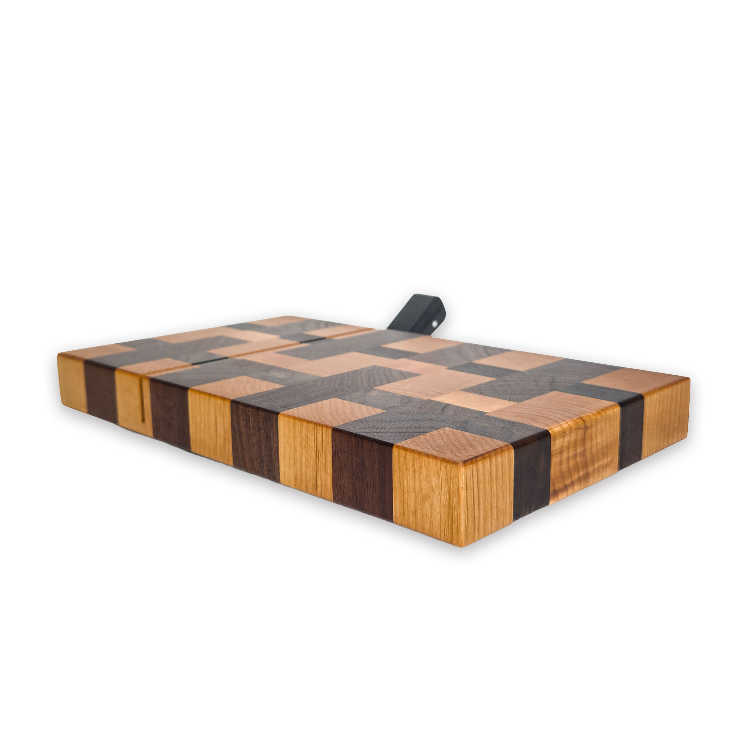 End grain maple & walnut cheese slicer board with wire cutter, oiled hardwood