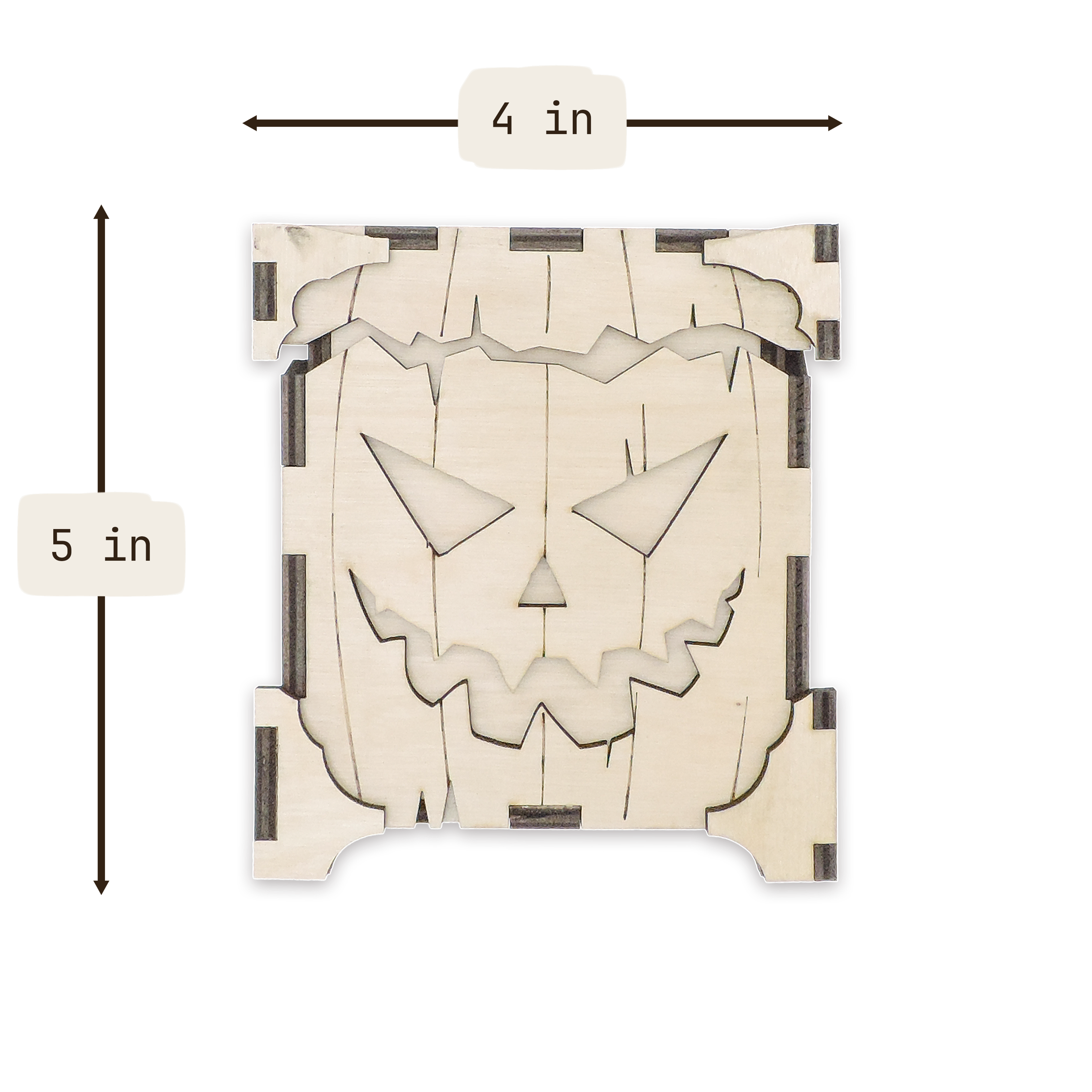 Laser-cut pumpkin candy holder, ¼ in cabinet-grade plywood