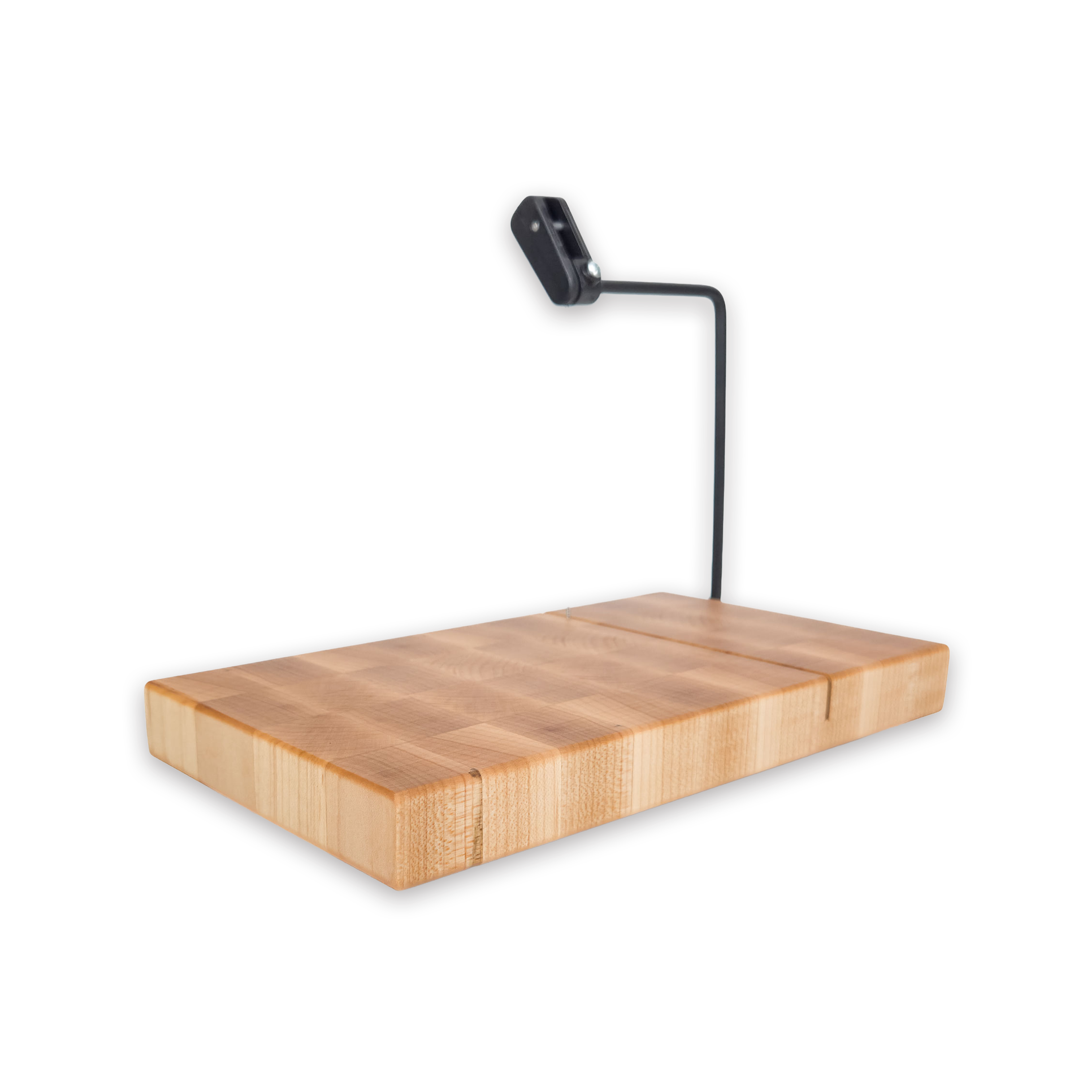 End grain maple cheese slicer board with wire cutter, oiled hardwood