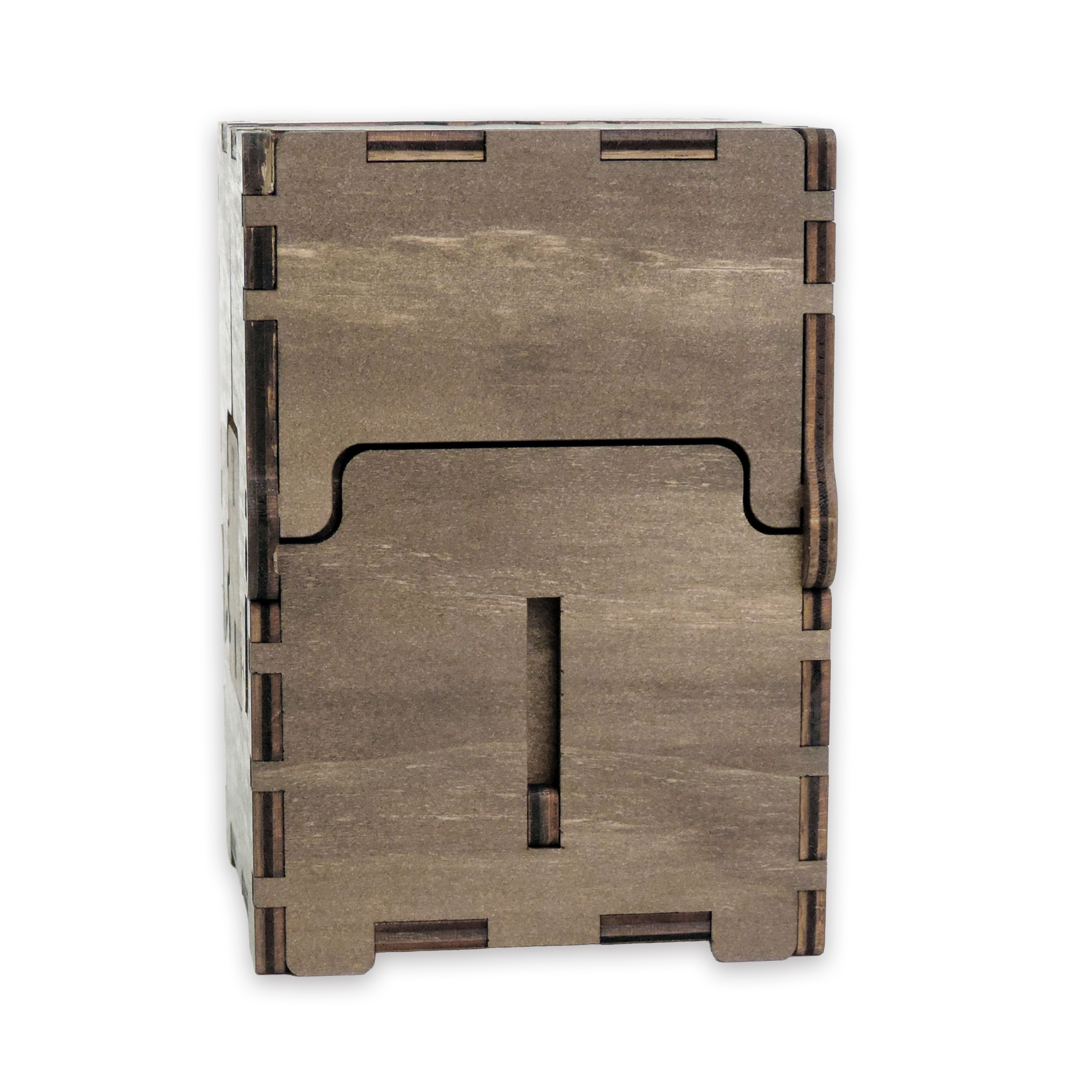 Laser-cut card deck box, birch plywood — walnut, small, blank (3.5 × 5 in)