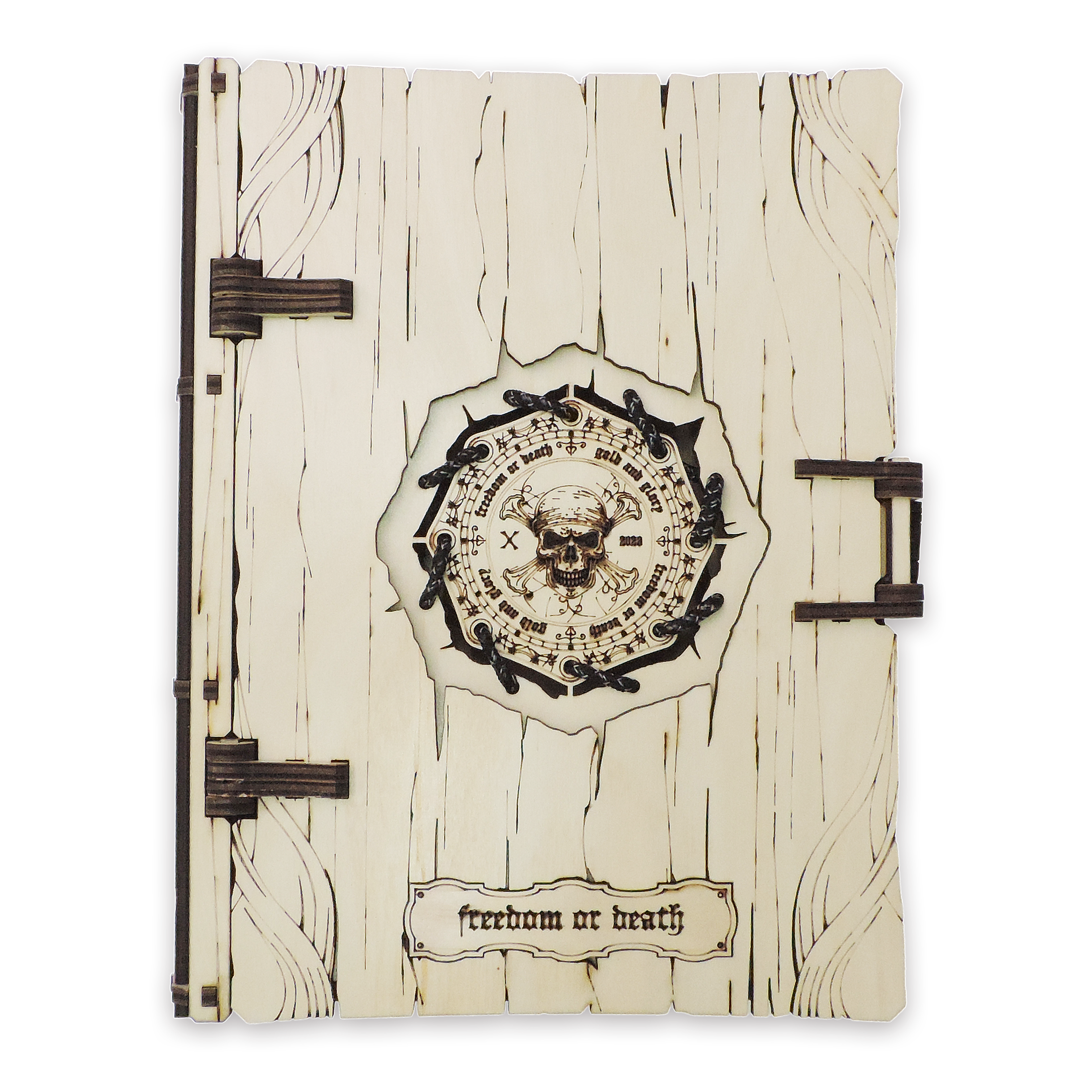 Laser-cut pirate treasure book box, ¼ in cabinet-grade plywood