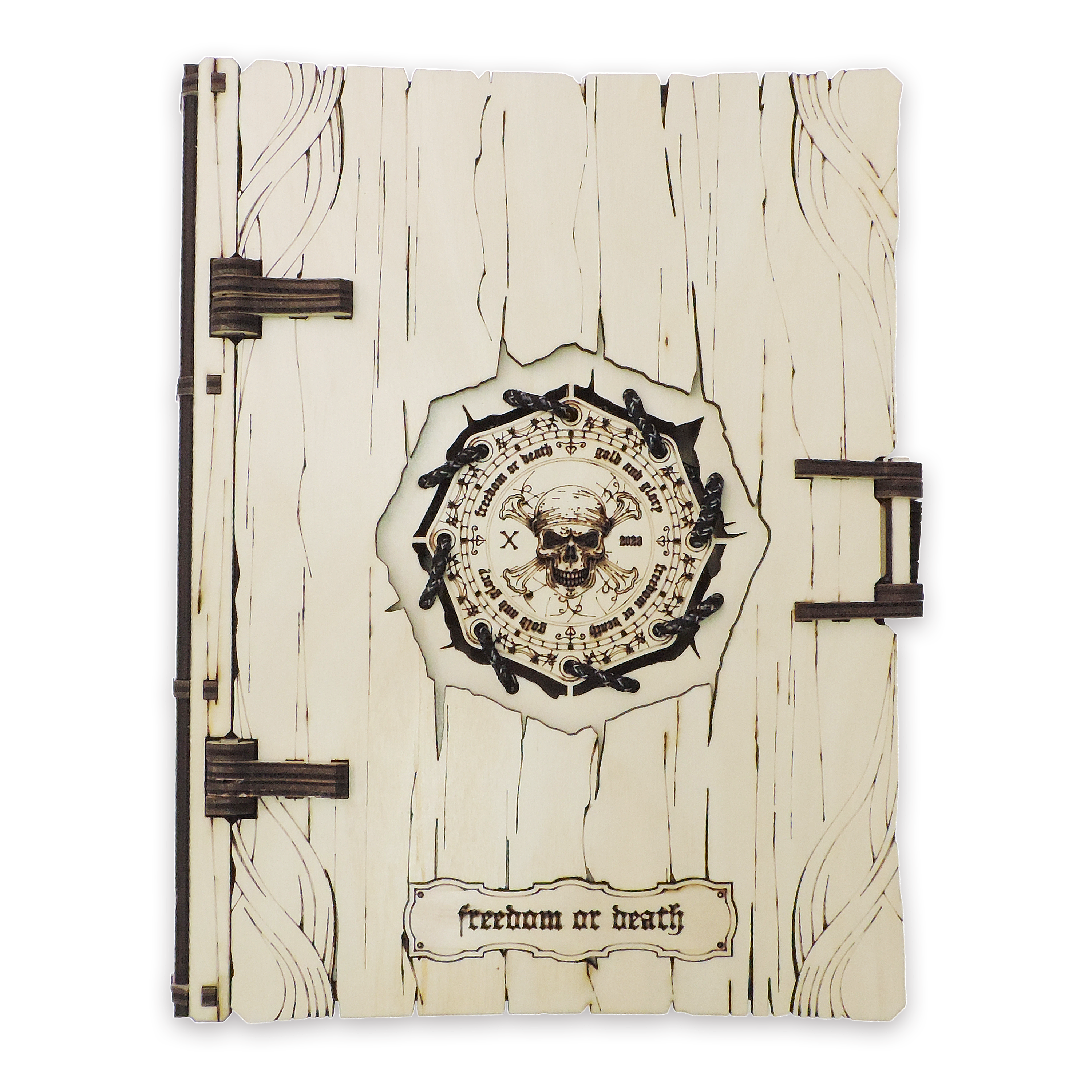 Laser-cut pirate treasure book box, ¼ in cabinet-grade plywood