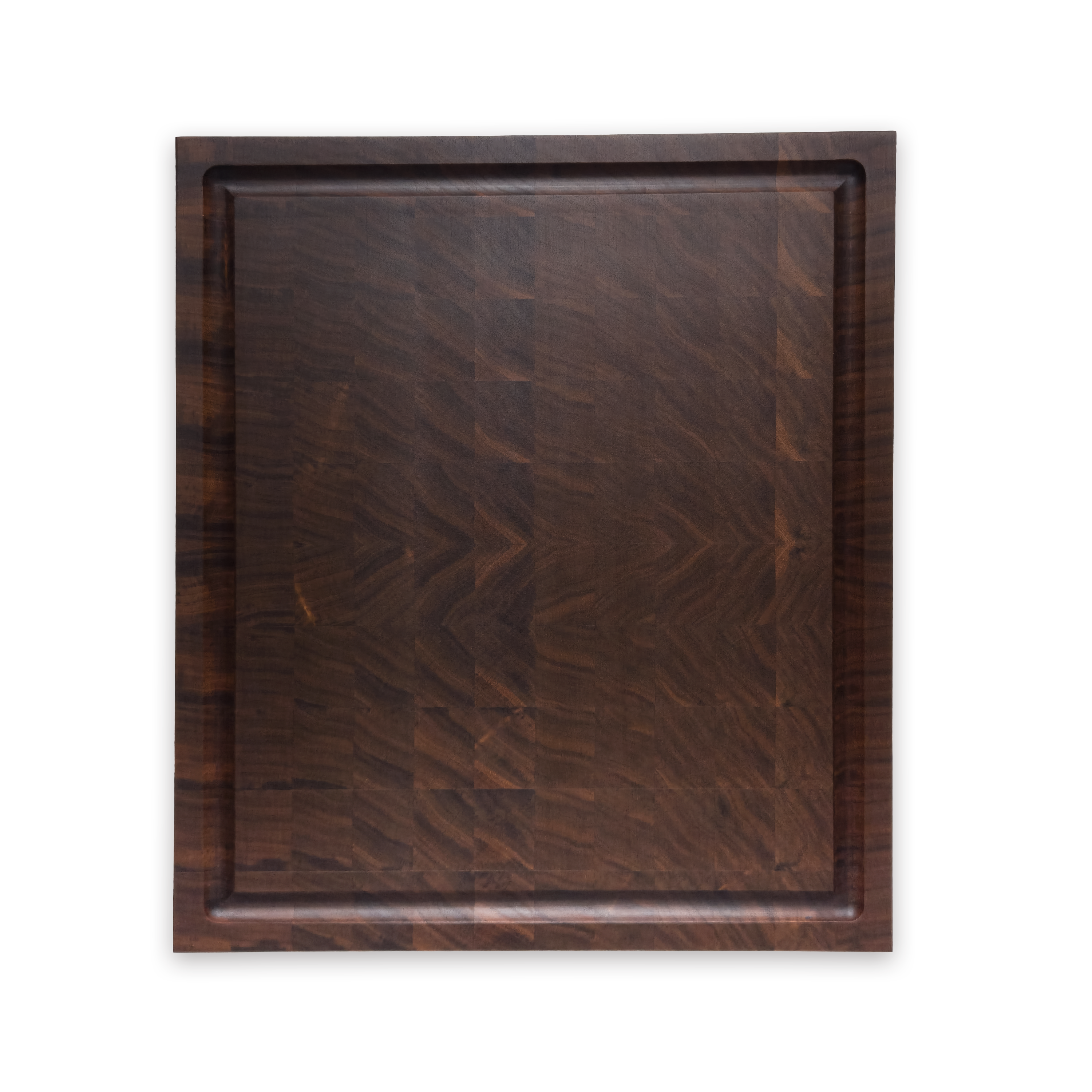 Walnut end grain butcher block cutting board with juice groove — 14 × 12 in