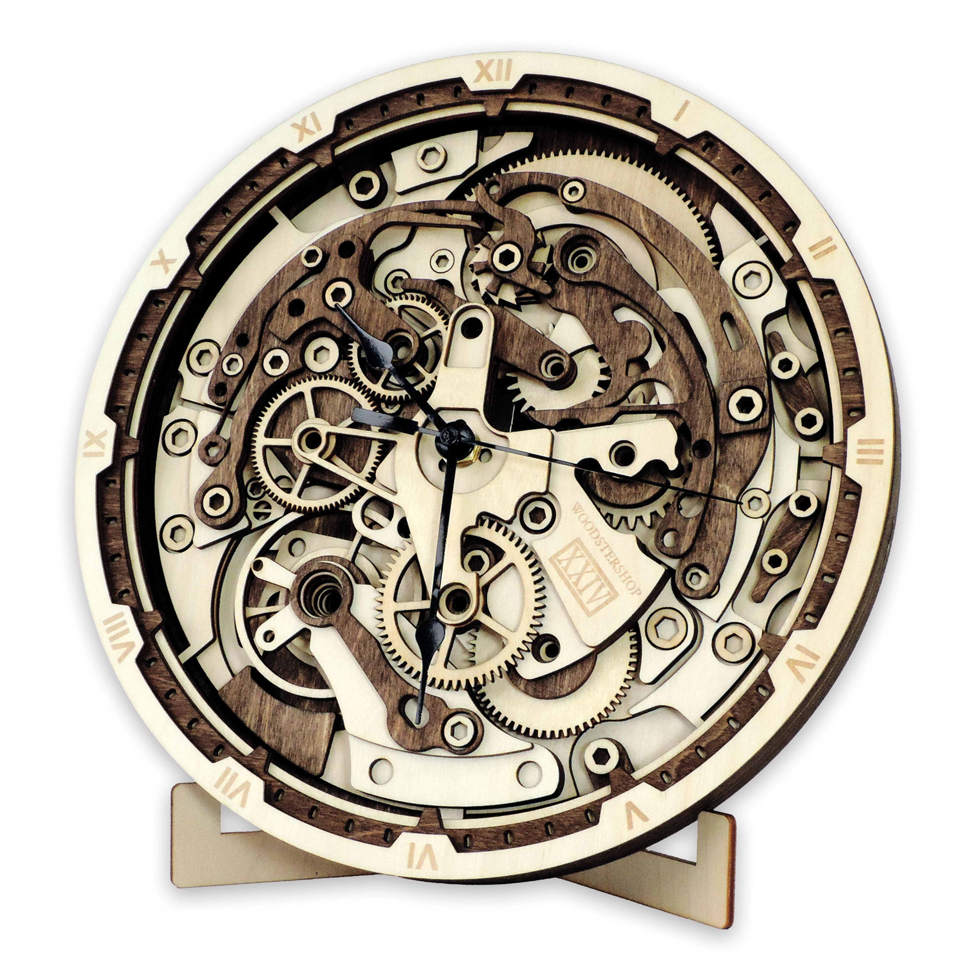 Multilayer 3D laser-cut gear wall clock wall art, Baltic Birch Plywood