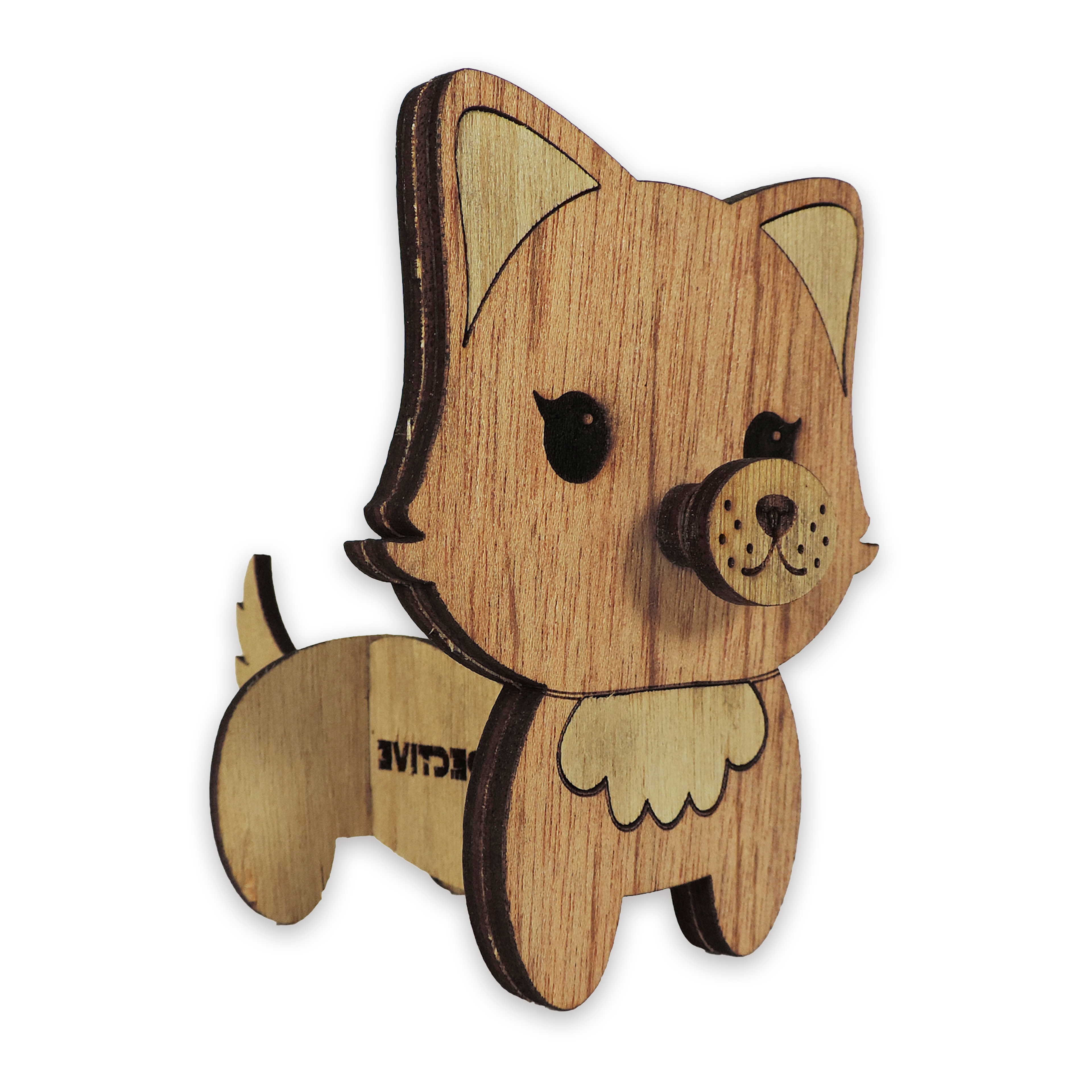 Laser-cut cat glasses holder, 5 mm plywood — cherry, blank (3.5 × 5 in)