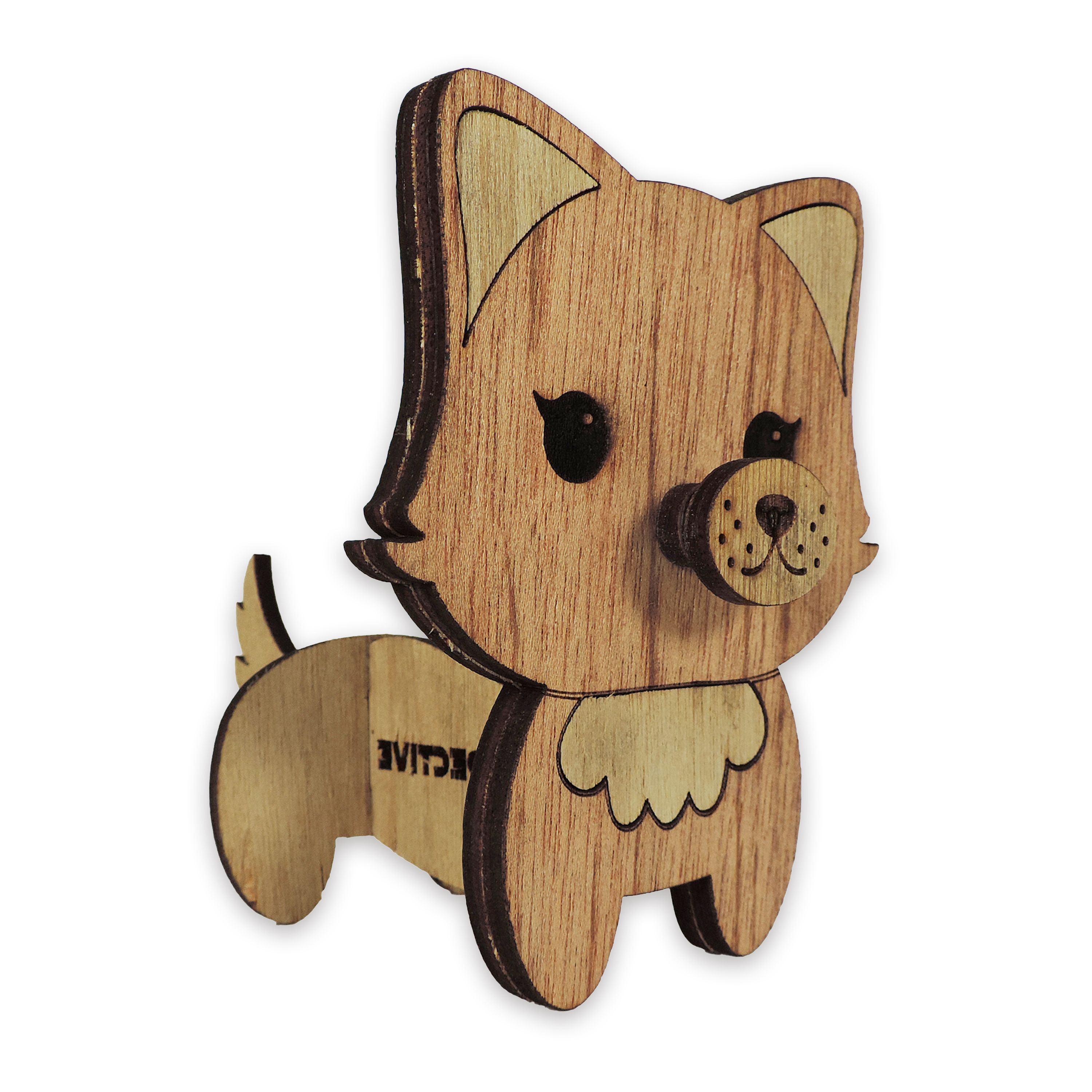 Laser-cut cat glasses holder, 5 mm plywood — cherry, blank (3.5 × 5 in)