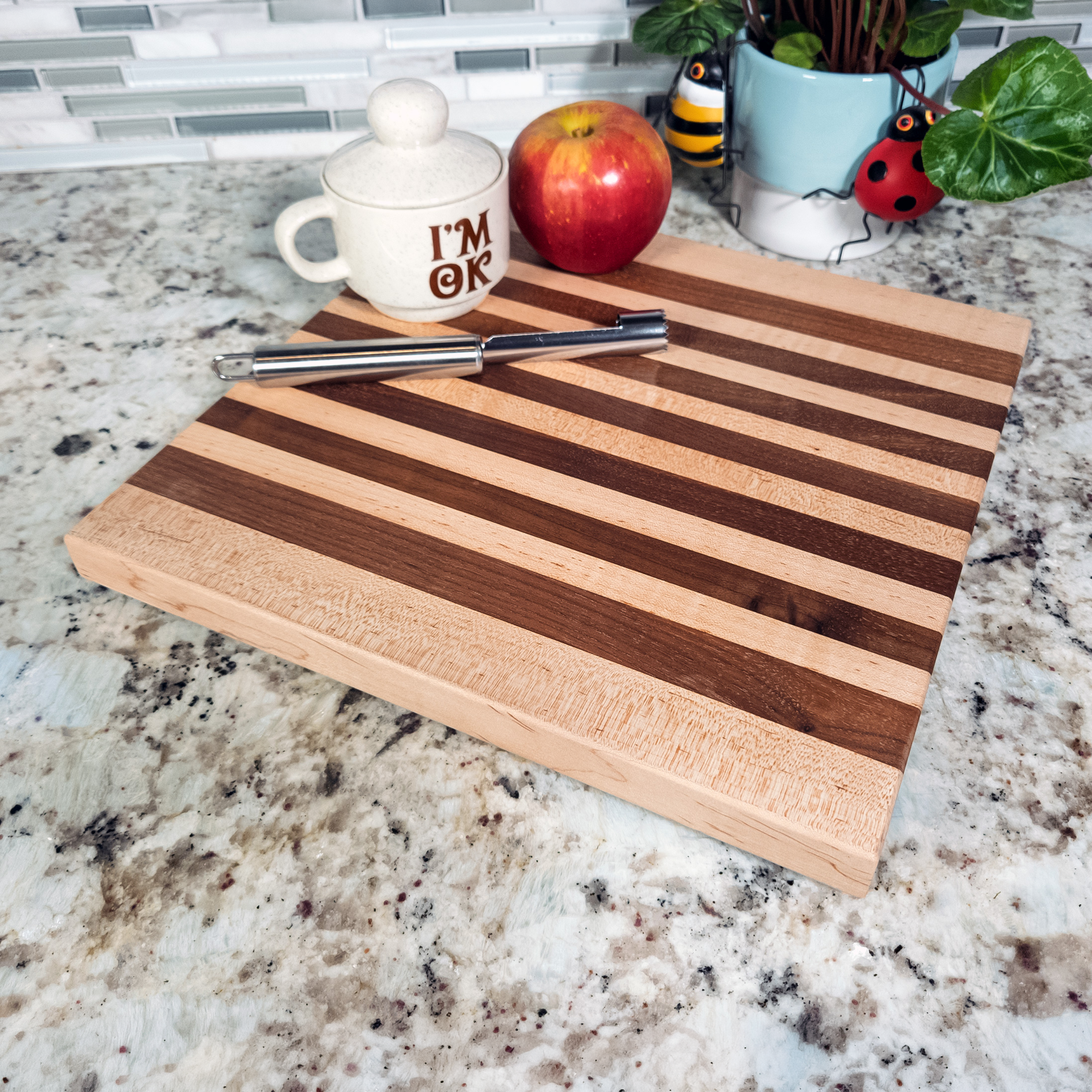 Edge grain walnut & maple cutting board, oiled hardwood