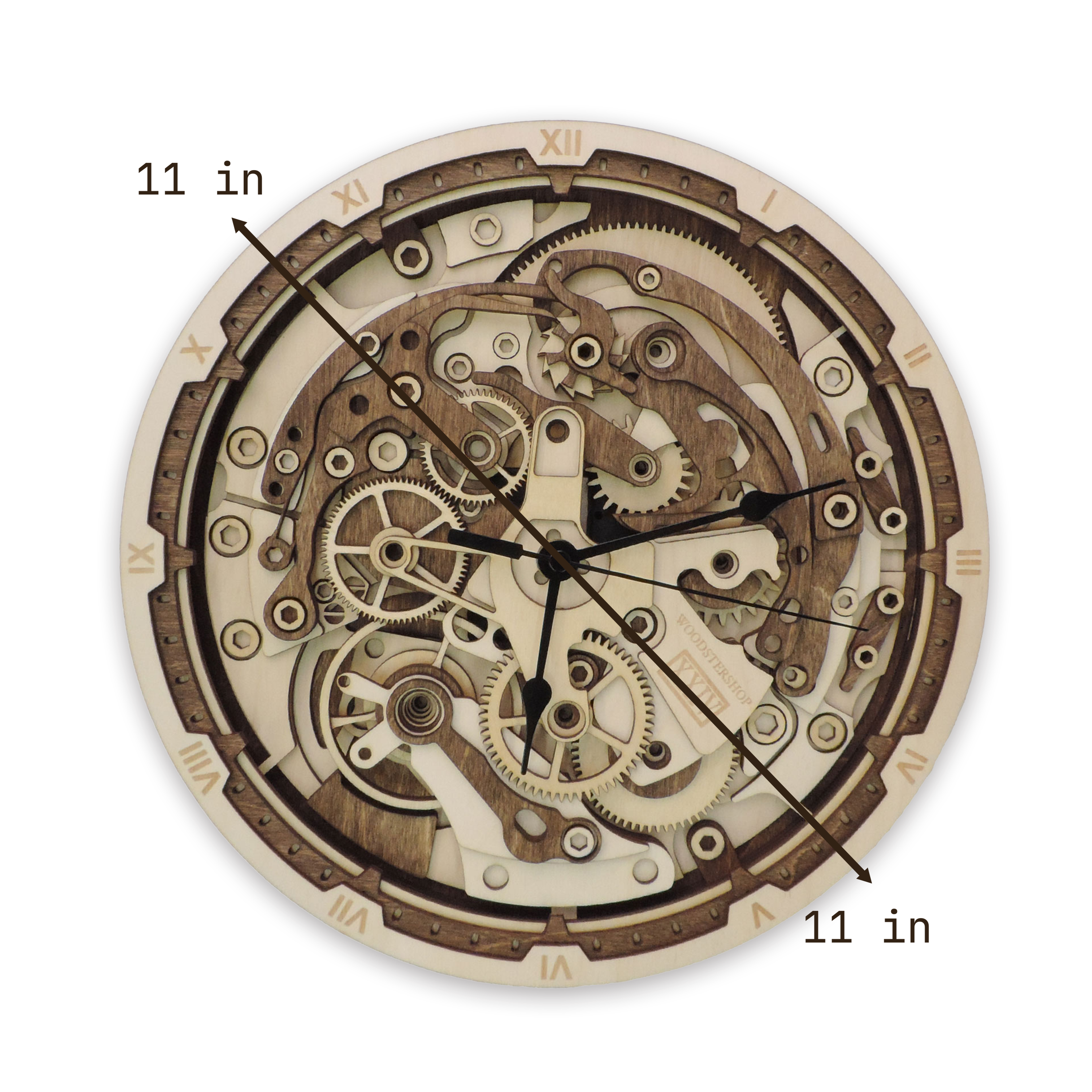 Multilayer 3D laser-cut gear wall clock wall art, Baltic Birch Plywood
