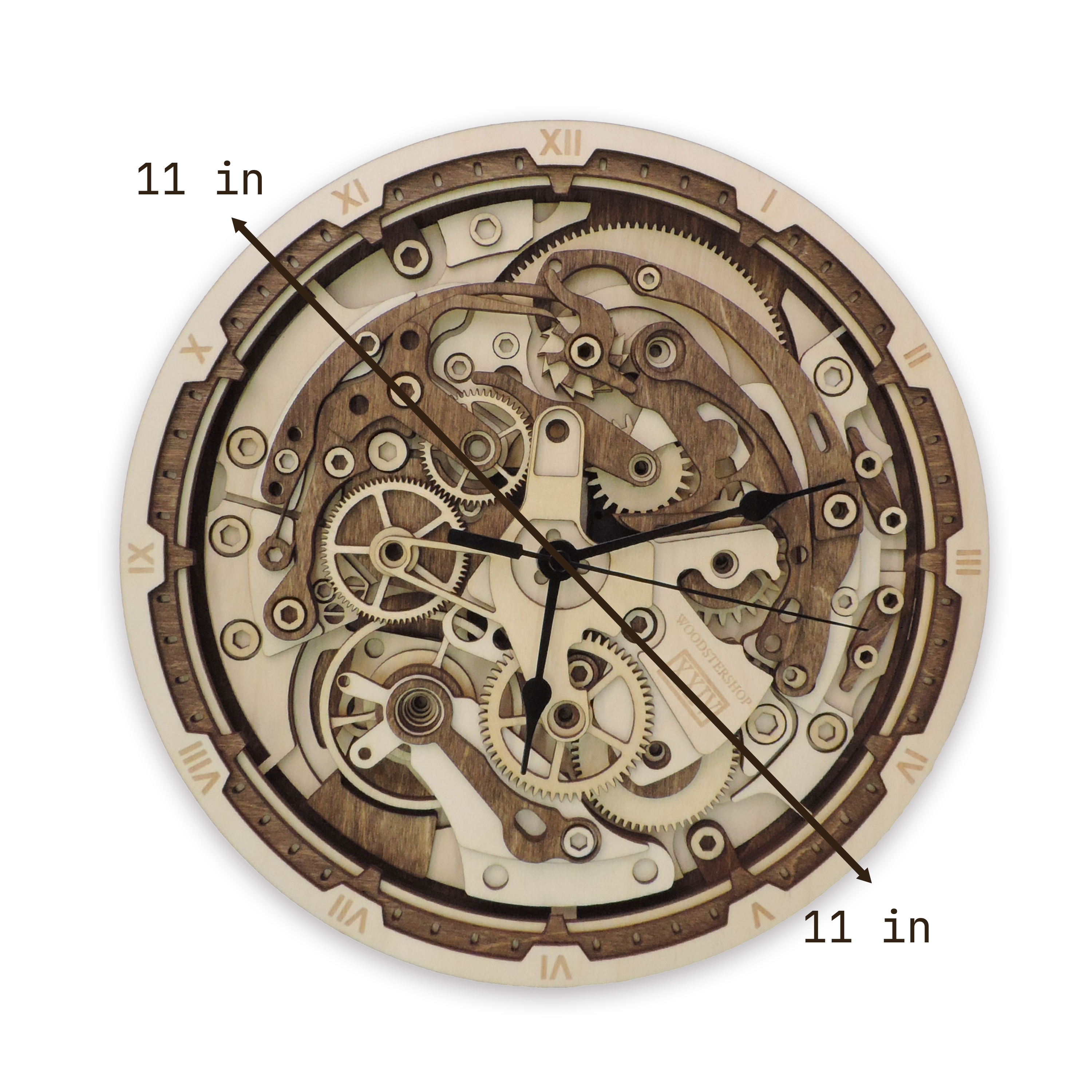 Multilayer 3D laser-cut gear wall clock wall art, Baltic Birch Plywood