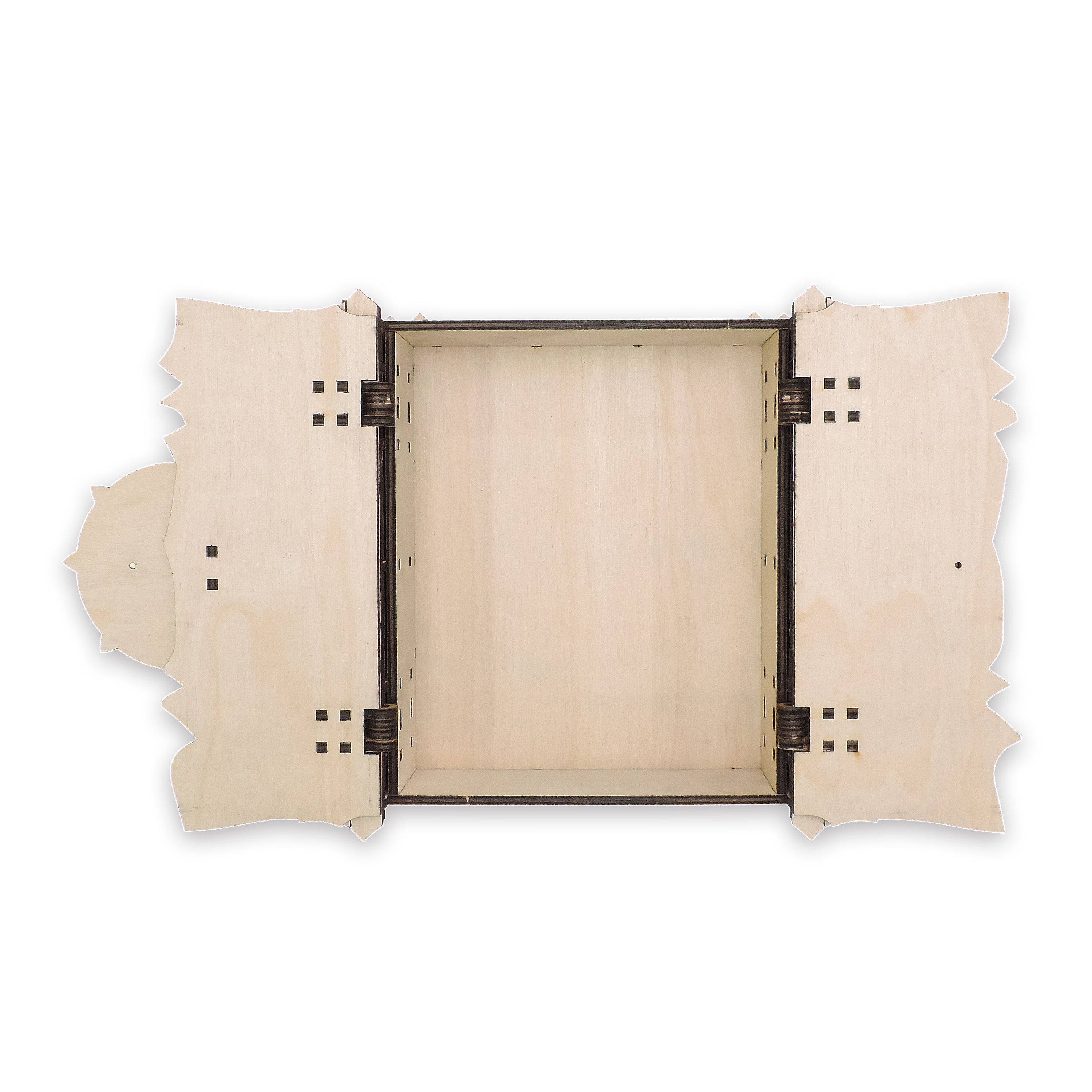 Laser-cut wizard spellbook keepsake box, ¼ in cabinet-grade plywood