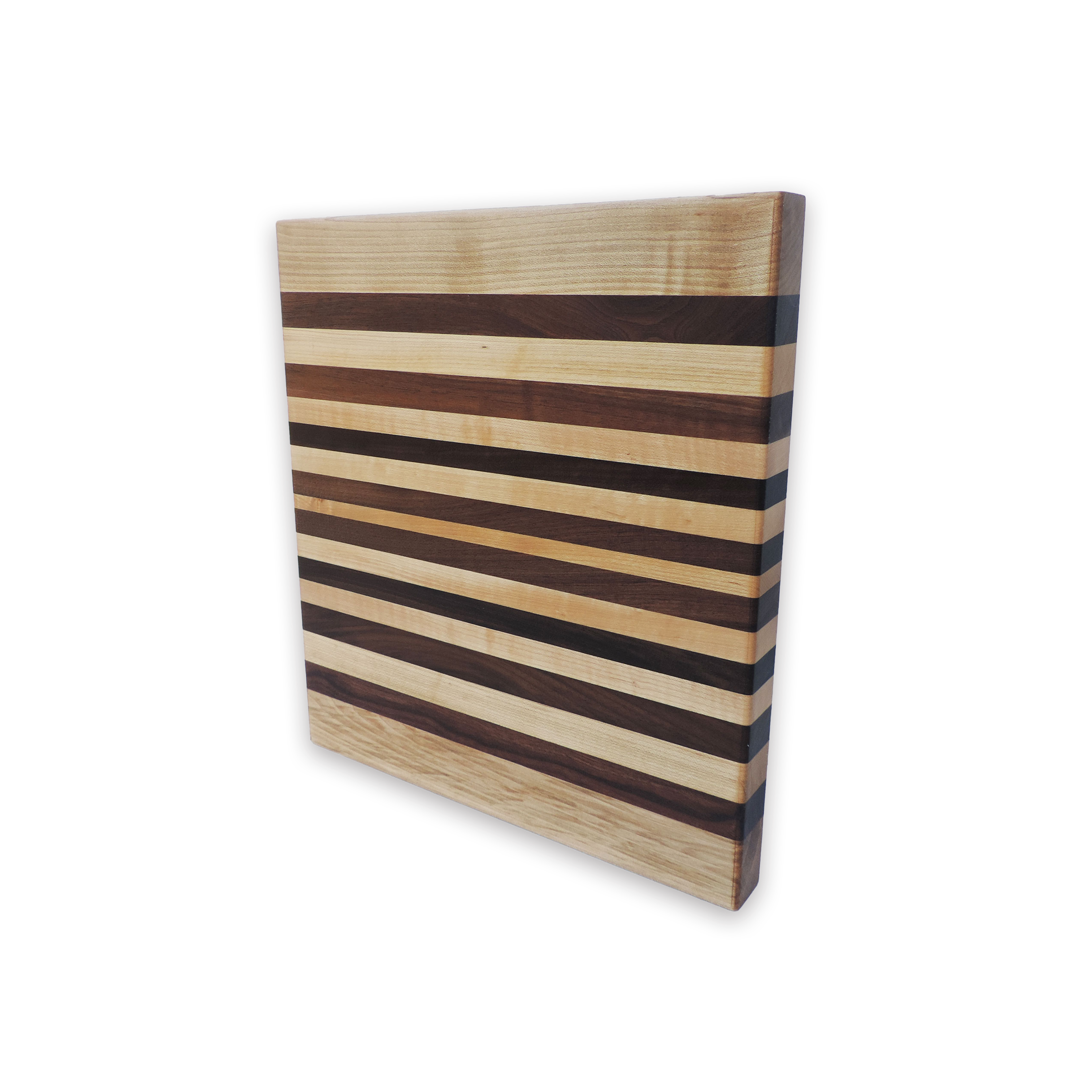 Edge grain walnut & curly maple cutting board, oiled hardwood