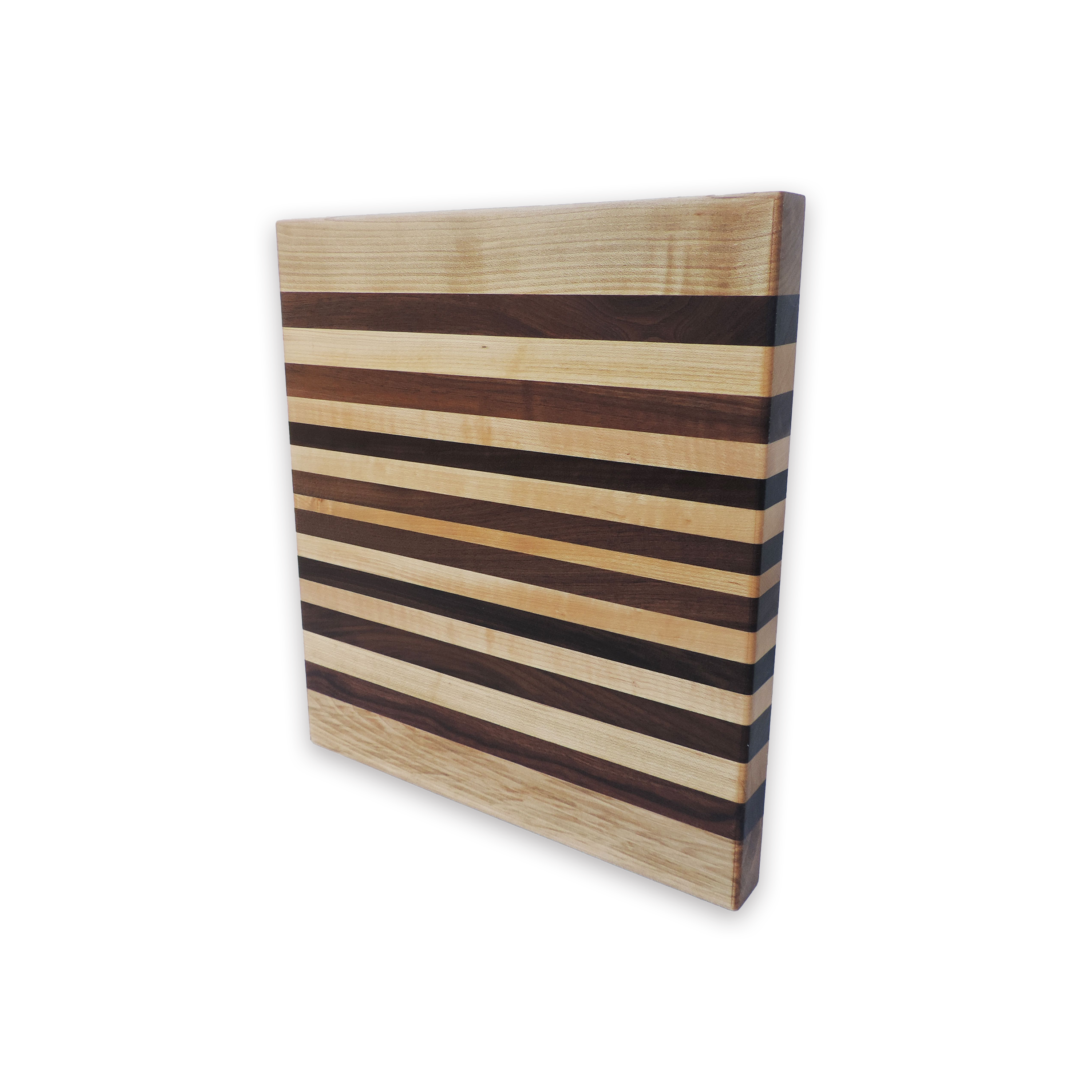 Edge grain walnut & curly maple cutting board, oiled hardwood