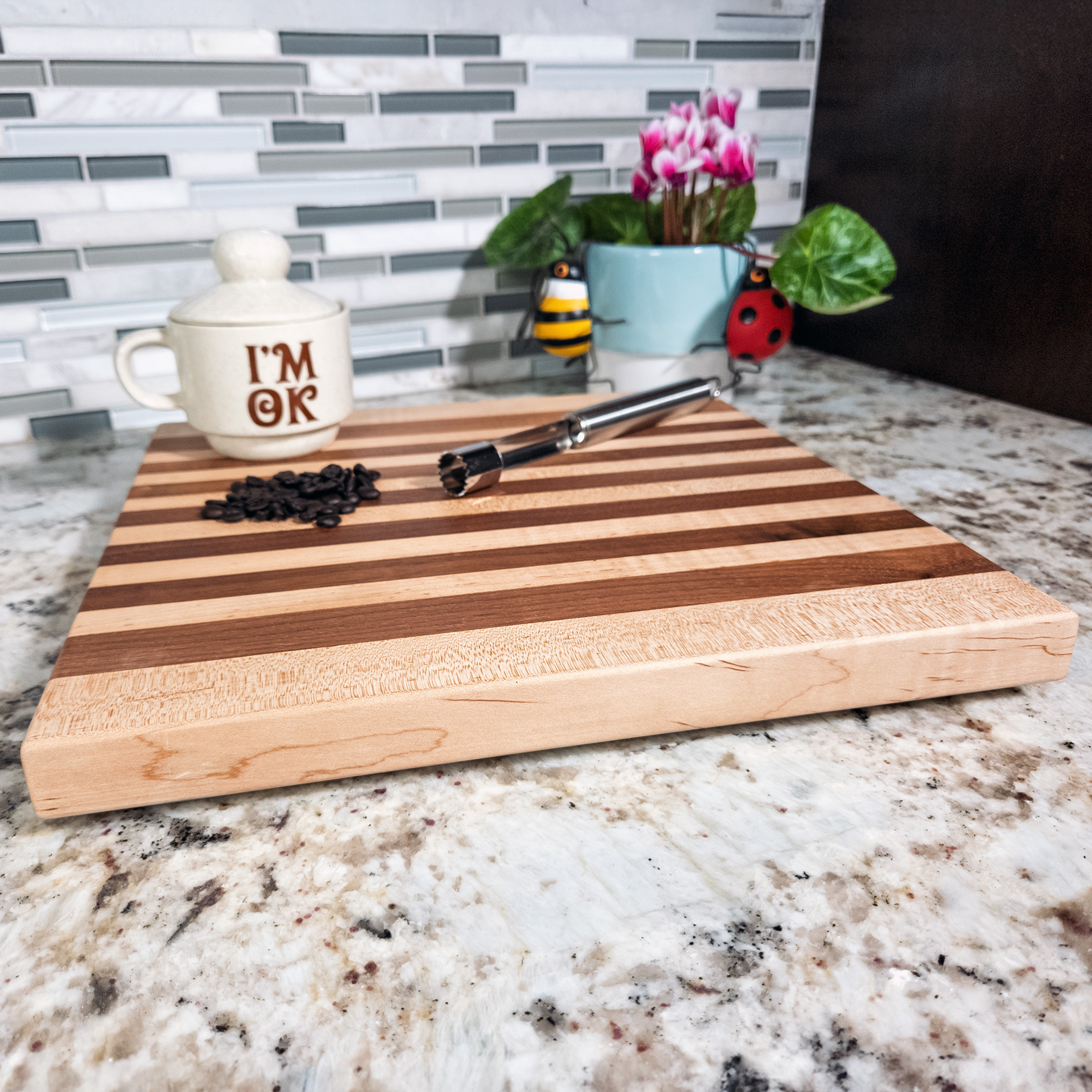Edge grain walnut & maple cutting board, oiled hardwood