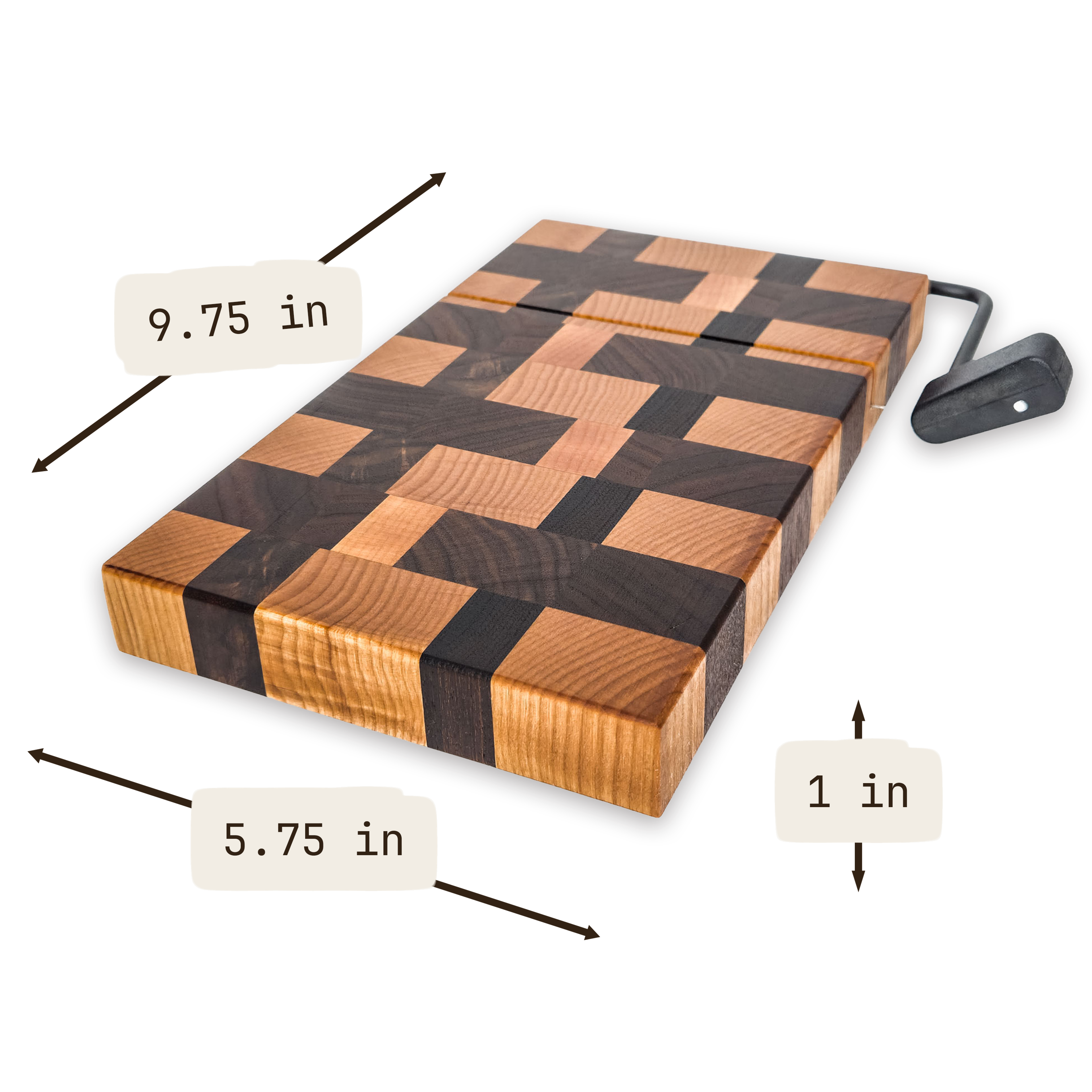 End grain maple & walnut cheese slicer board with wire cutter, oiled hardwood