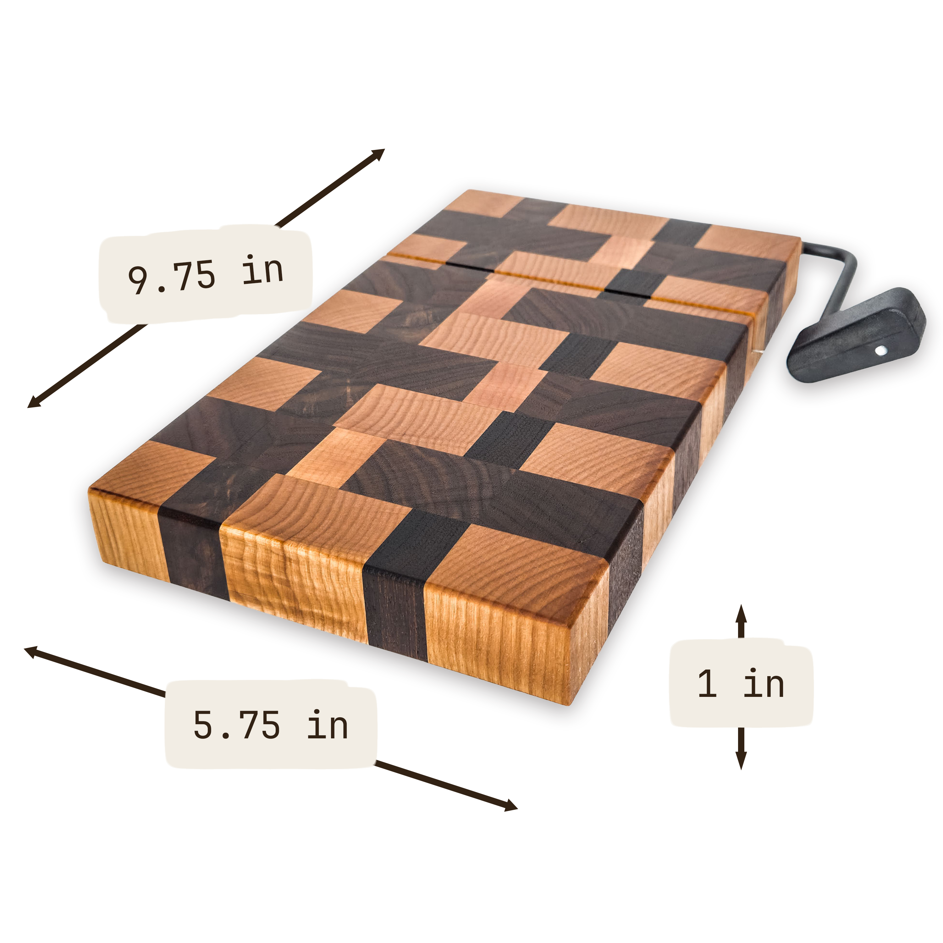 End grain maple & walnut cheese slicer board with wire cutter, oiled hardwood