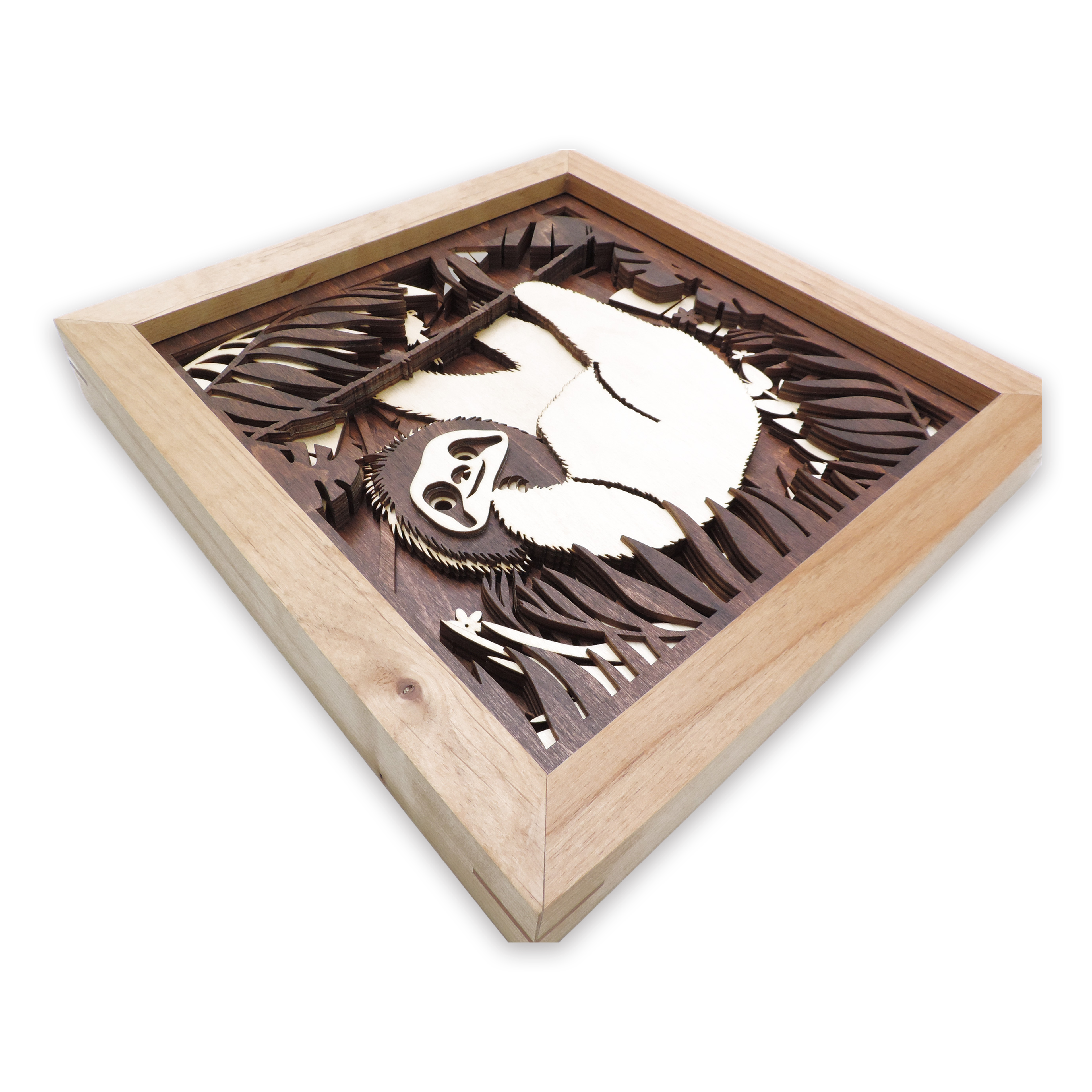 Multilayer 3D laser-cut baby sloth wall art, Baltic Birch Plywood