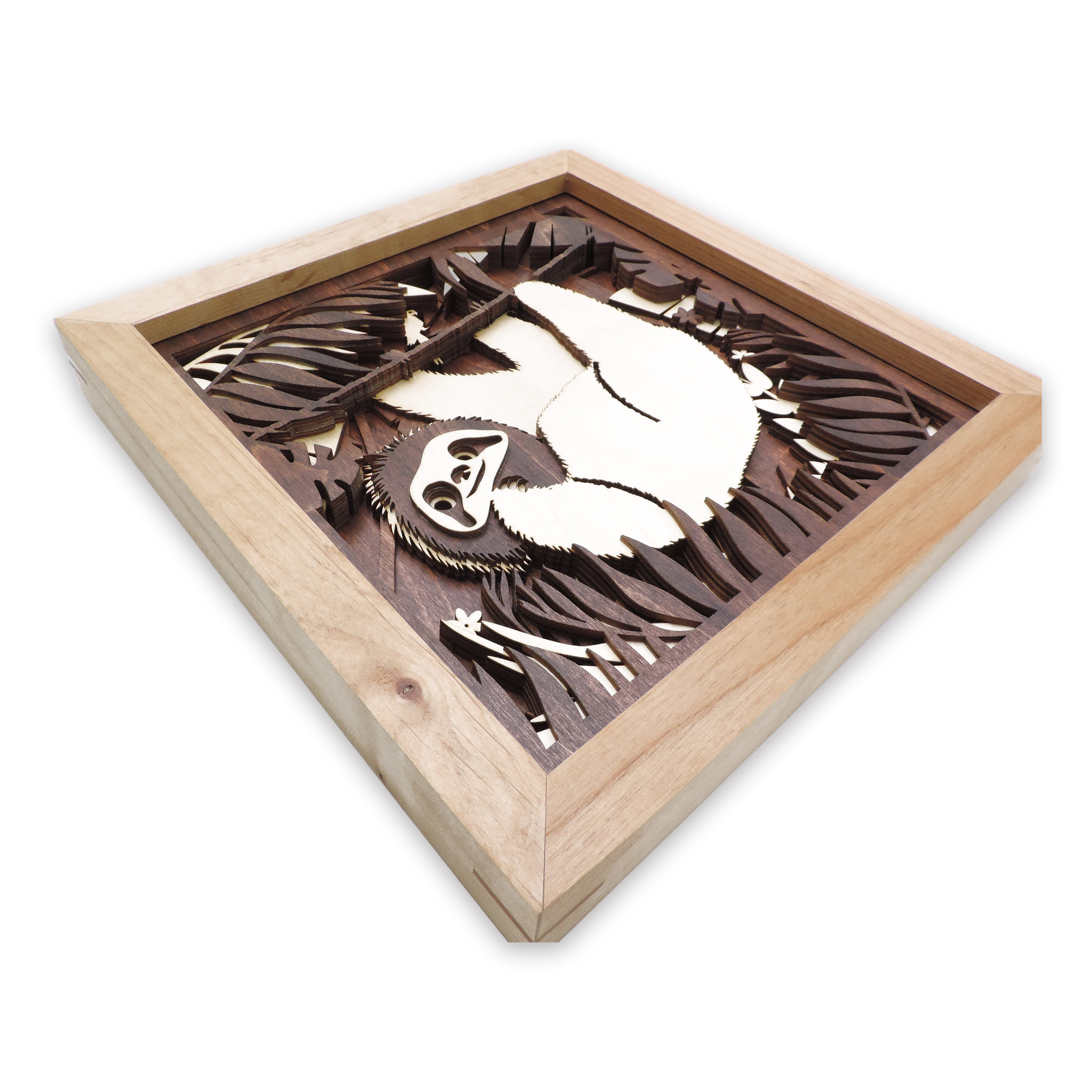 Multilayer 3D laser-cut baby sloth wall art, Baltic Birch Plywood