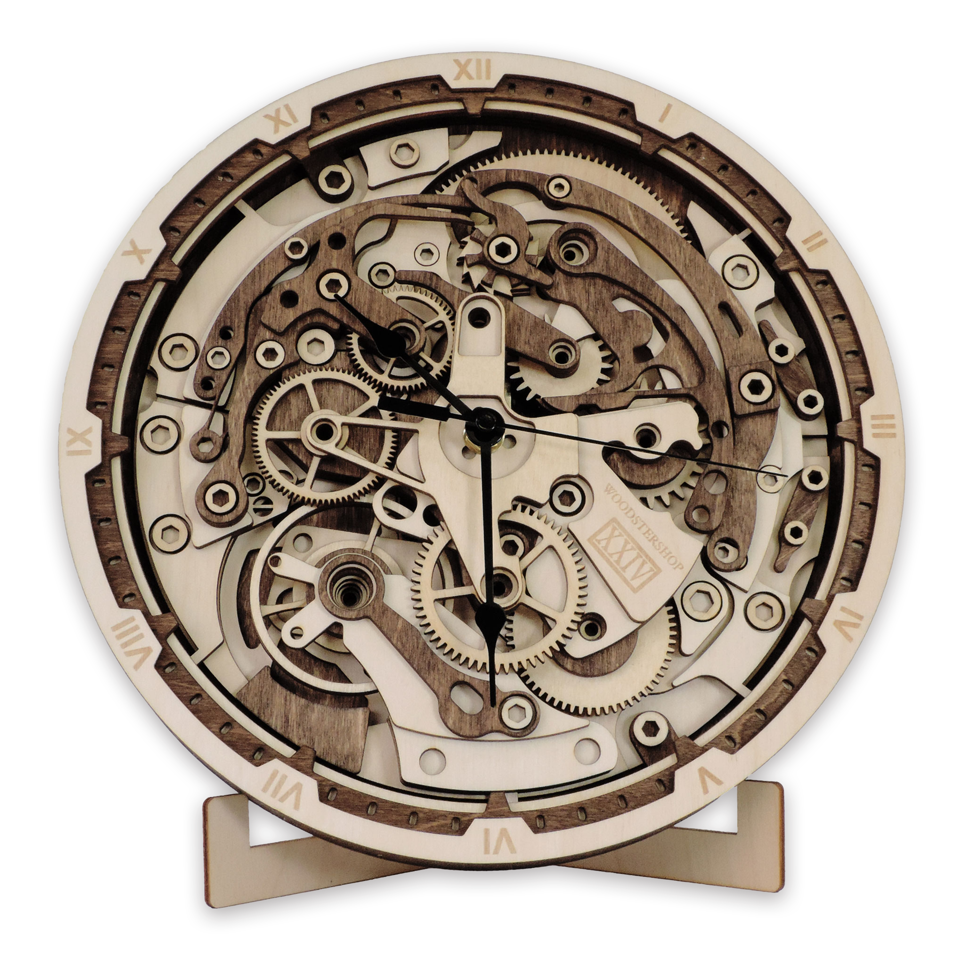 Multilayer 3D laser-cut gear wall clock wall art, Baltic Birch Plywood