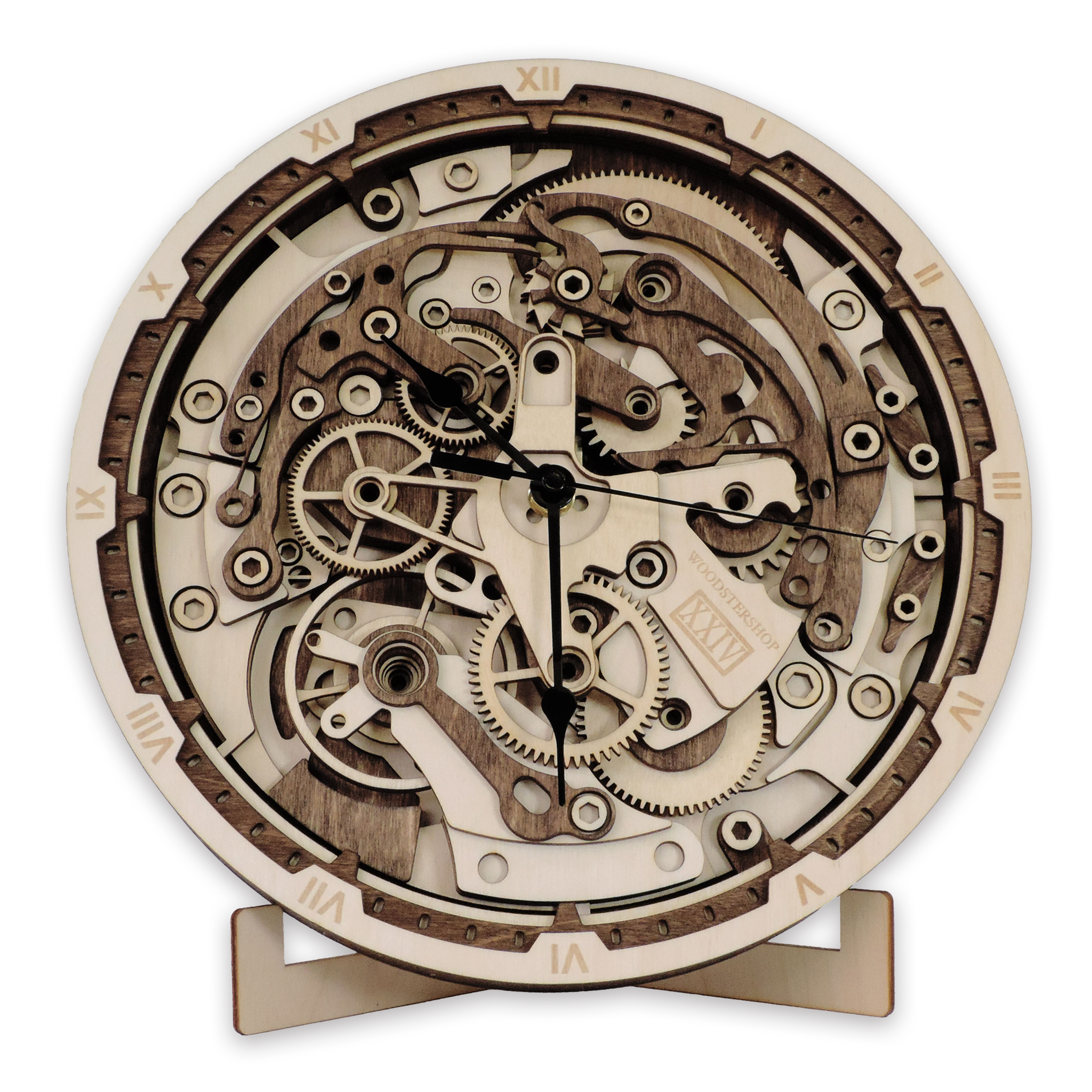 Multilayer 3D laser-cut gear wall clock wall art, Baltic Birch Plywood