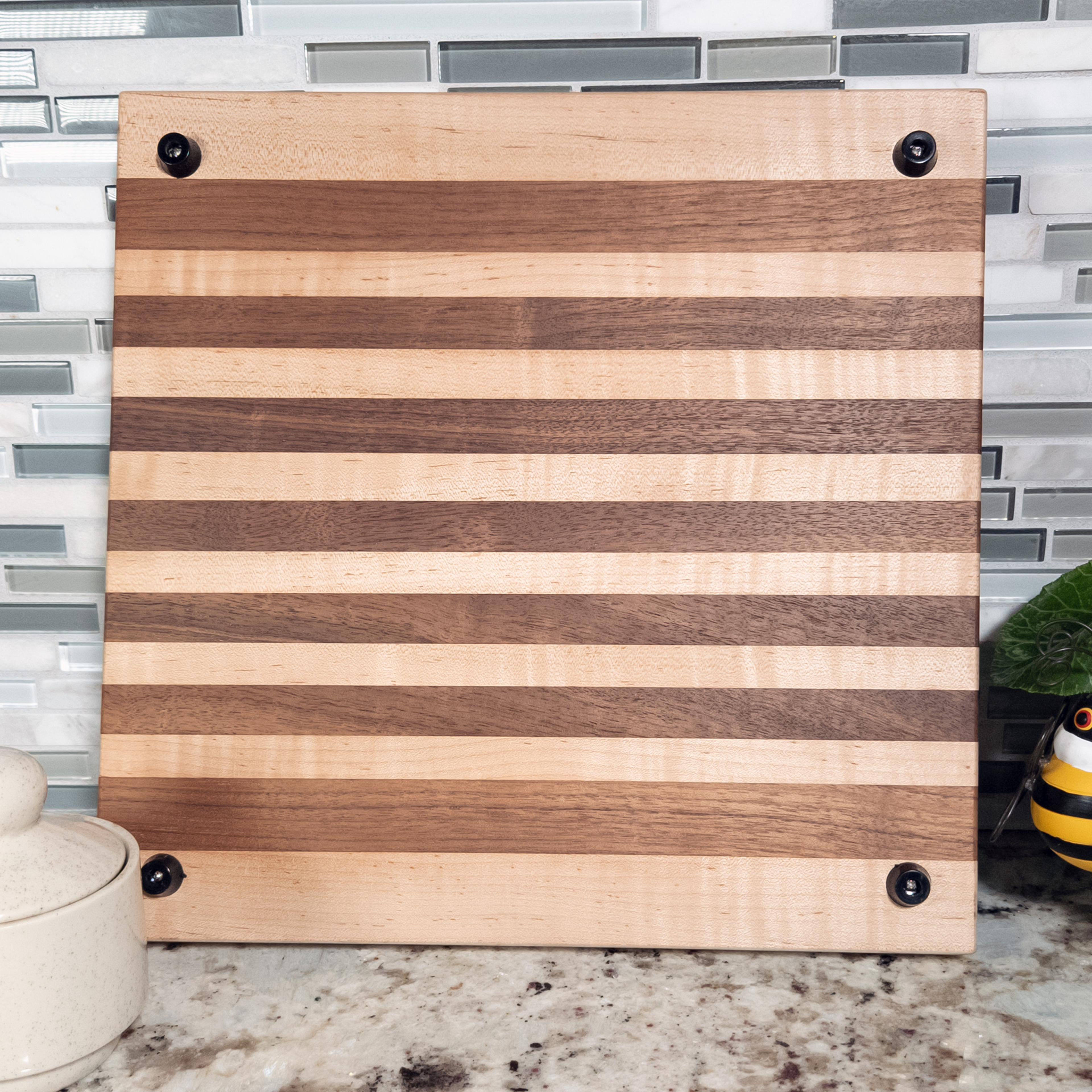 Edge grain walnut & maple cutting board, oiled hardwood