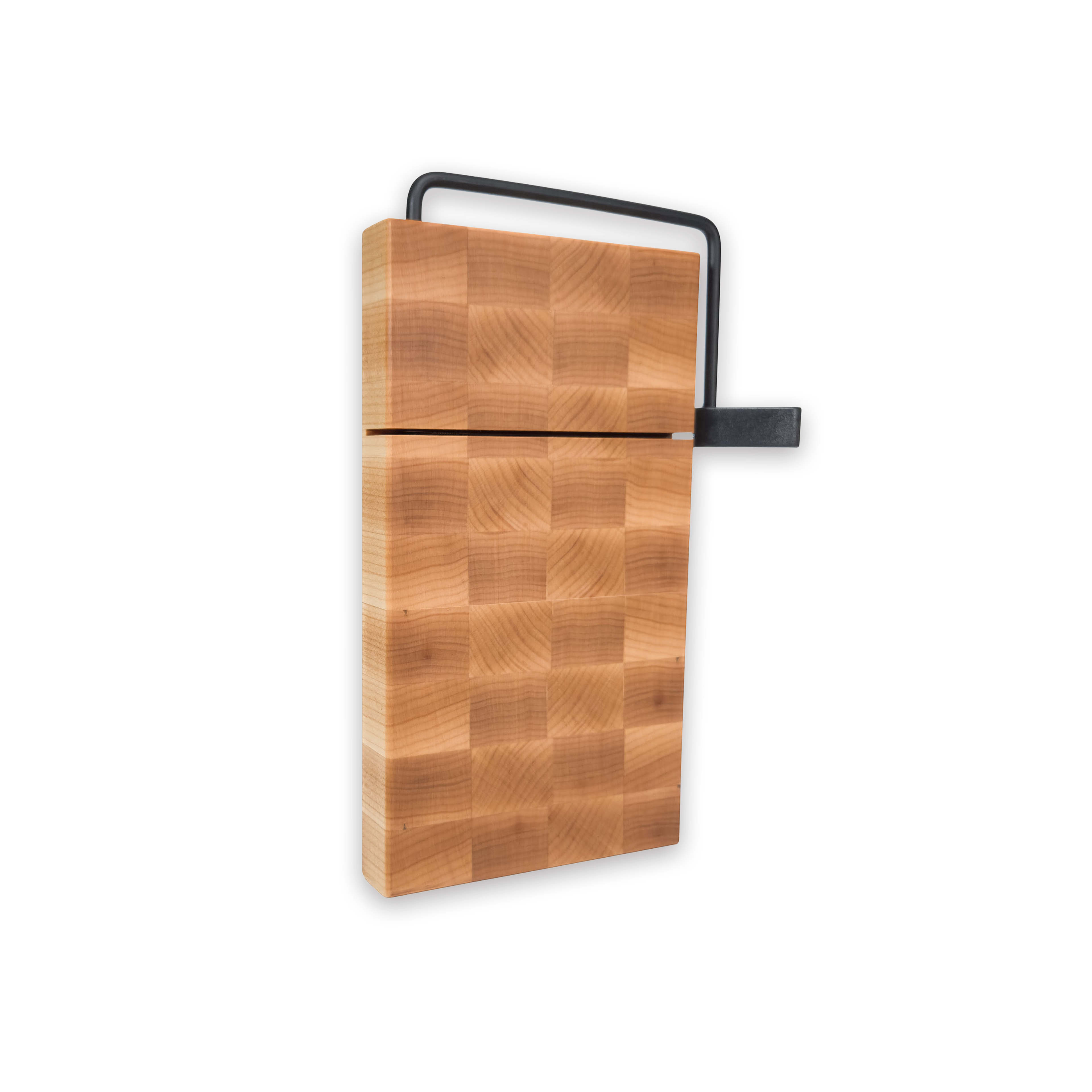 End grain maple cheese slicer board with wire cutter, oiled hardwood