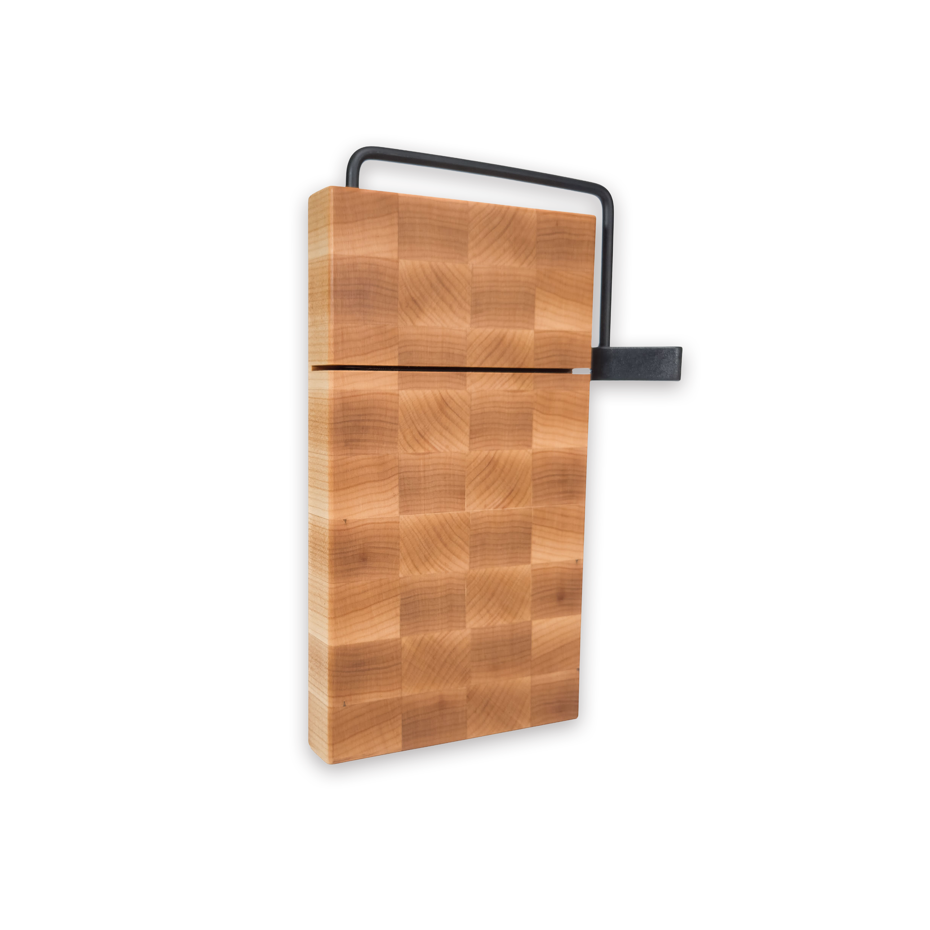 End grain maple cheese slicer board with wire cutter, oiled hardwood