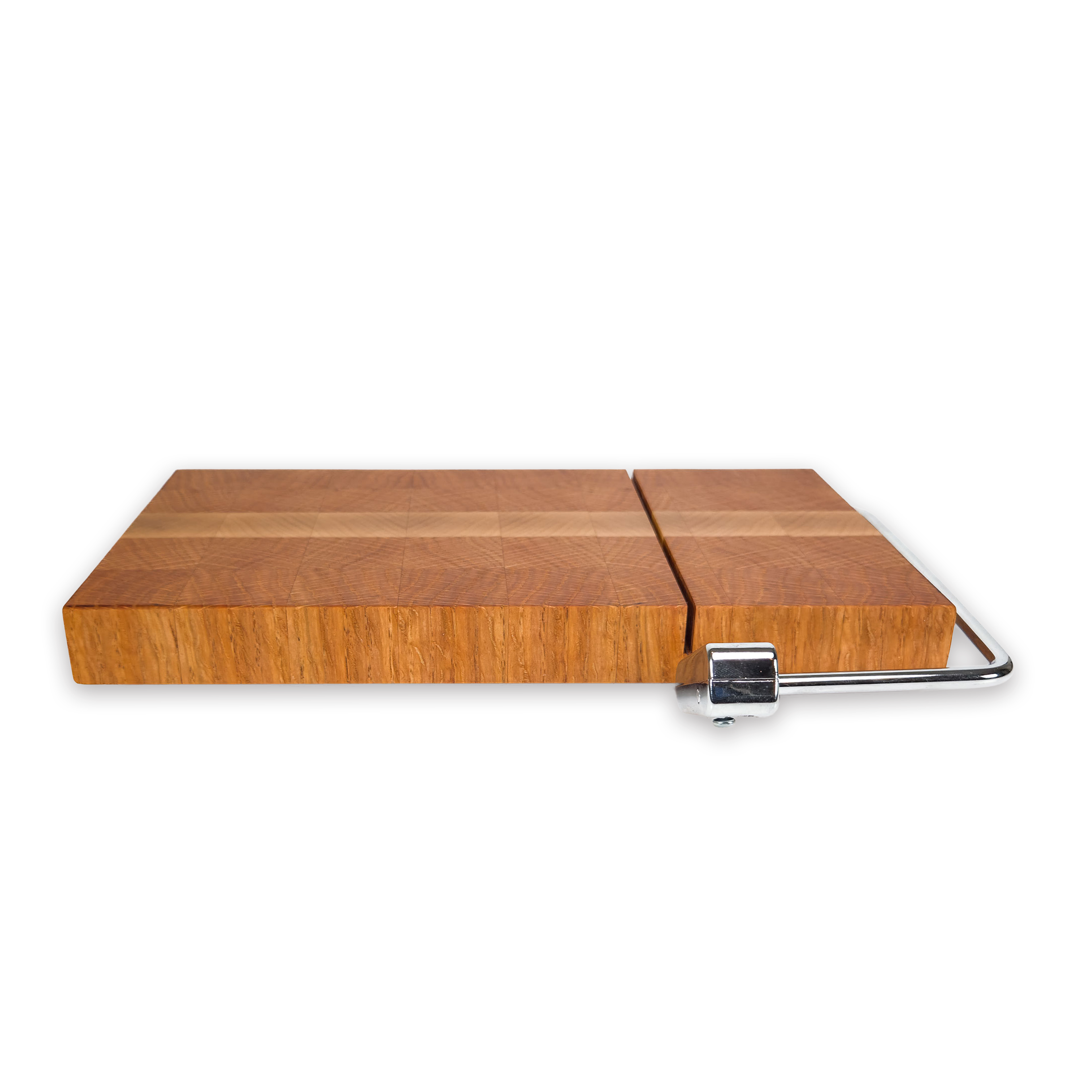 End grain oak & maple cheese slicer board with wire cutter, oiled hardwood