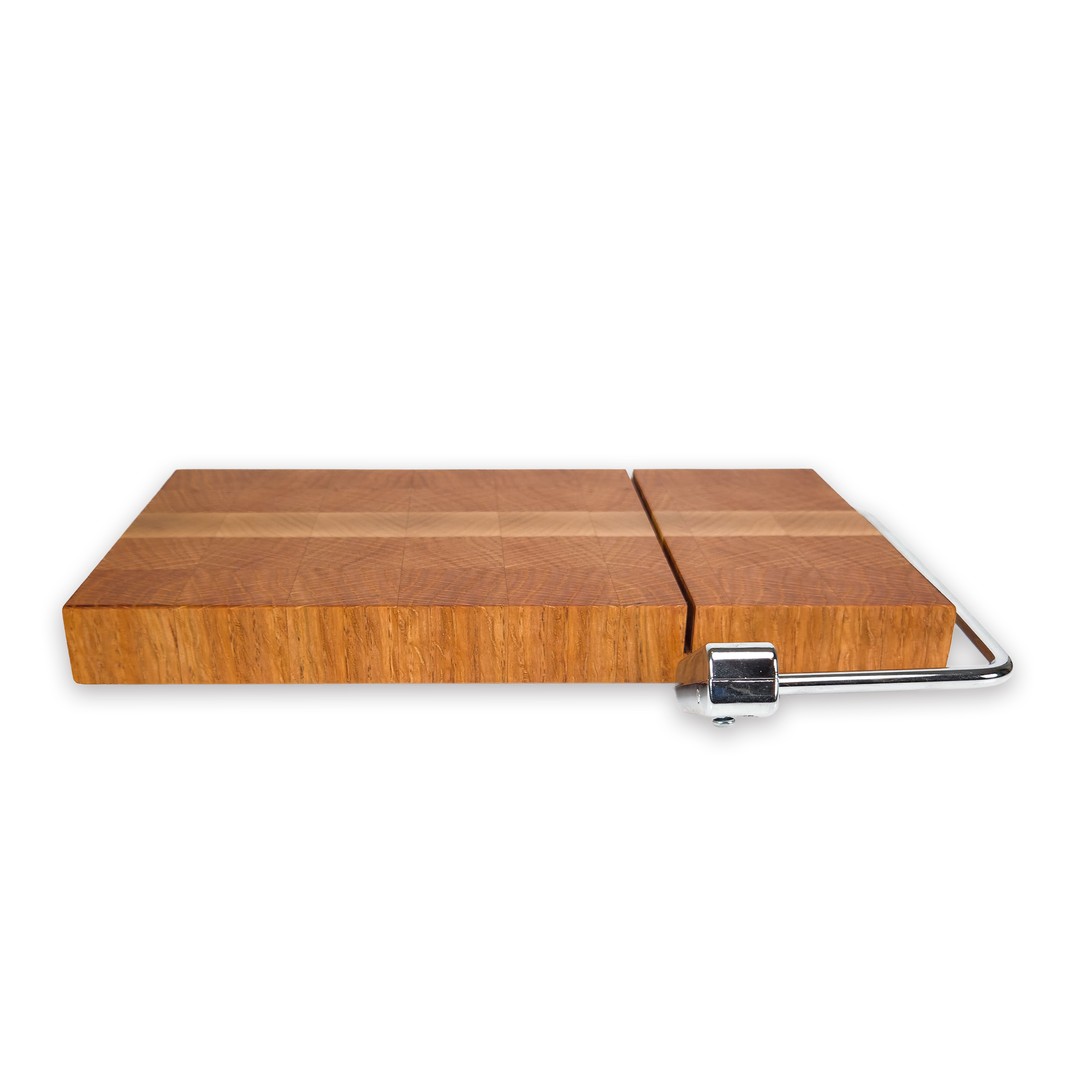 End grain oak & maple cheese slicer board with wire cutter, oiled hardwood
