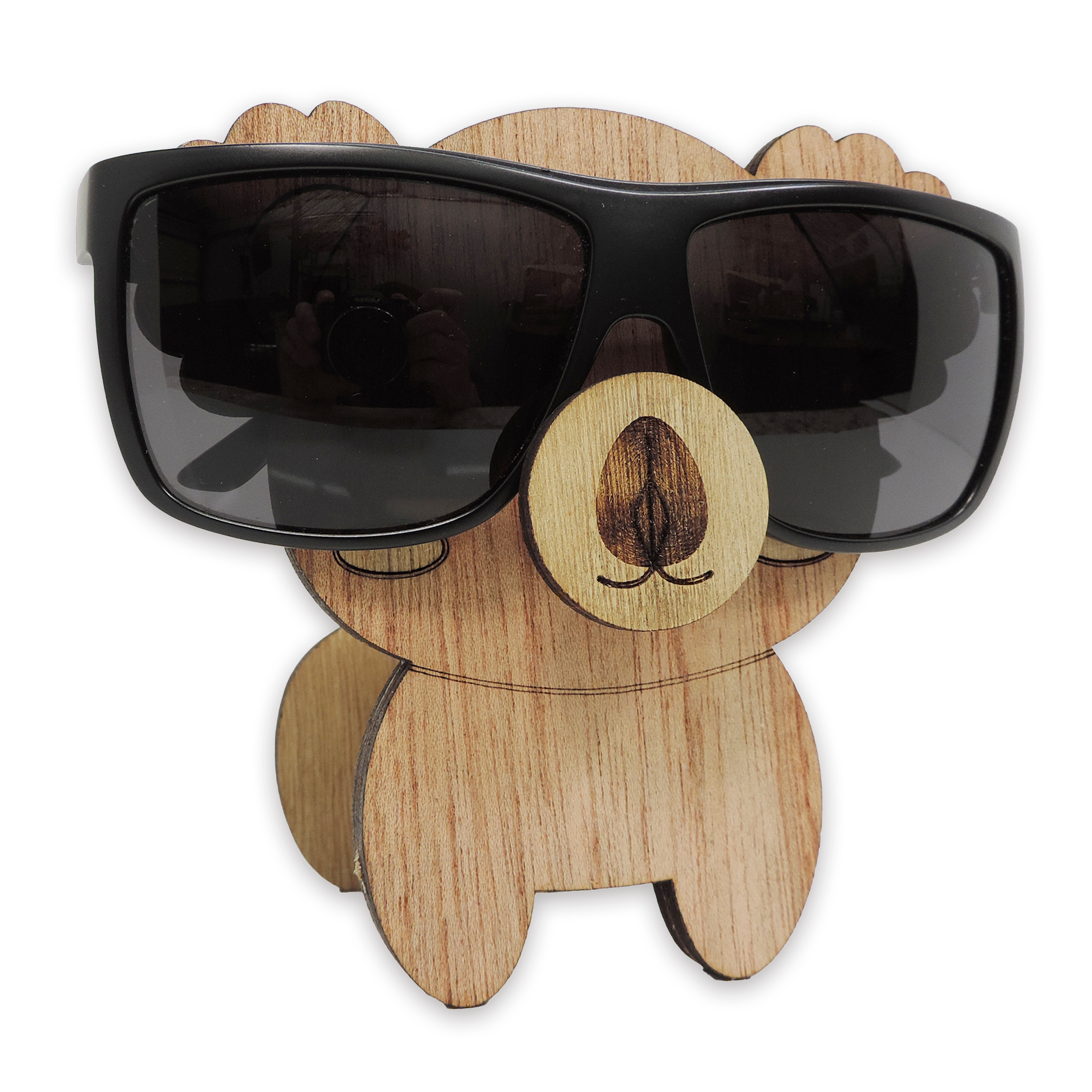Laser-cut koala glasses holder, 5 mm plywood — cherry, blank (4 × 5 in)