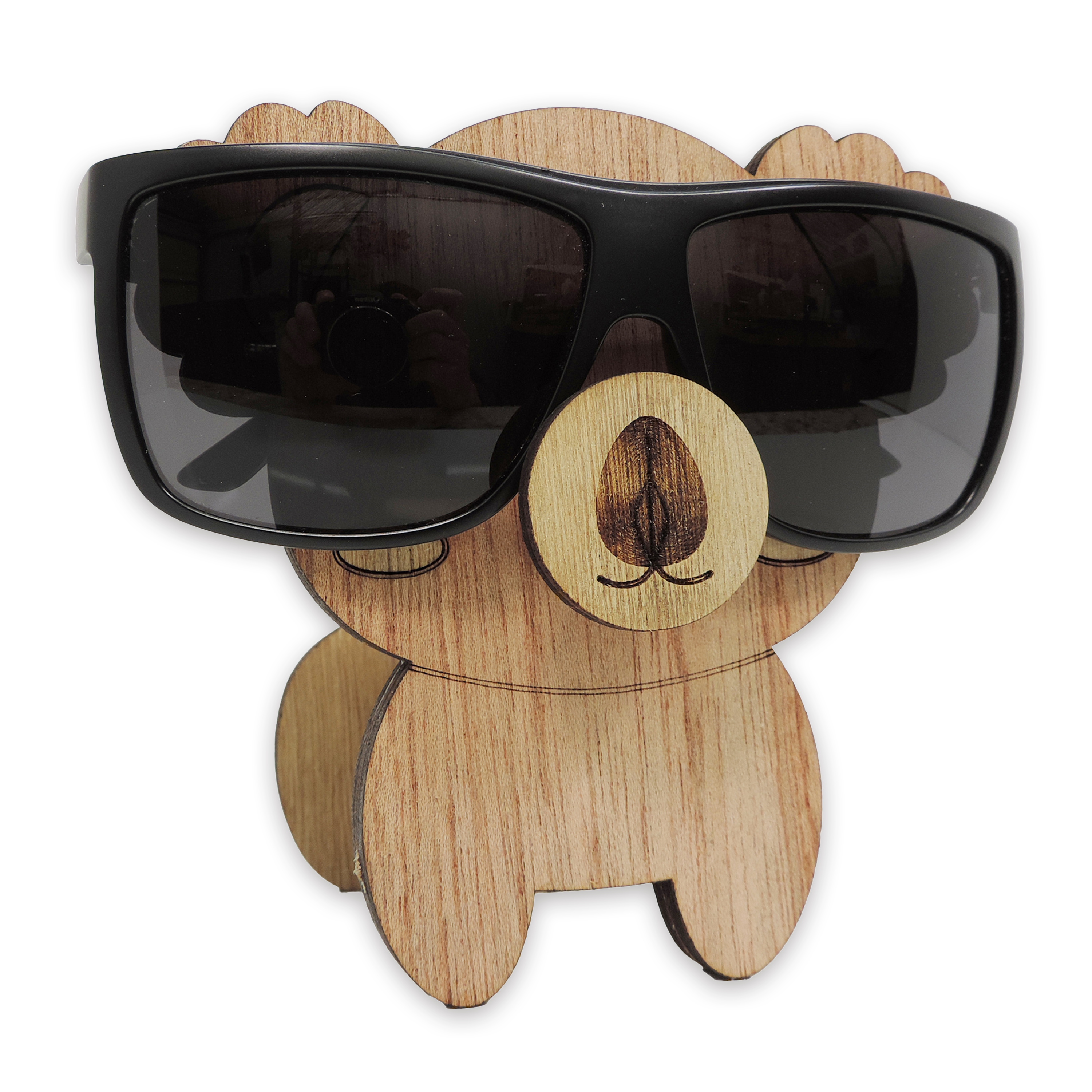 Laser-cut koala glasses holder, 5 mm plywood — cherry, blank (4 × 5 in)