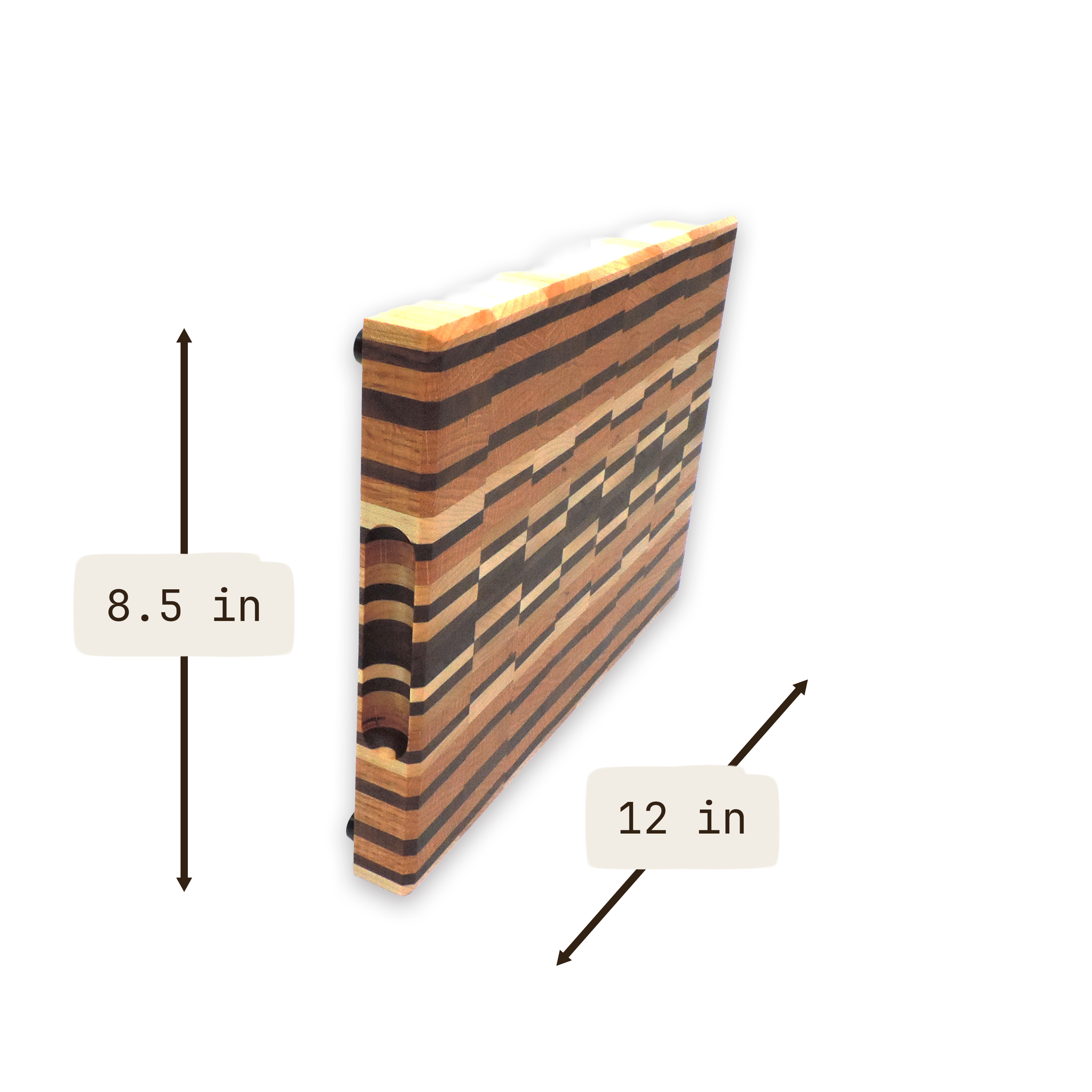 End grain walnut, maple & white oak cutting board, oiled hardwood