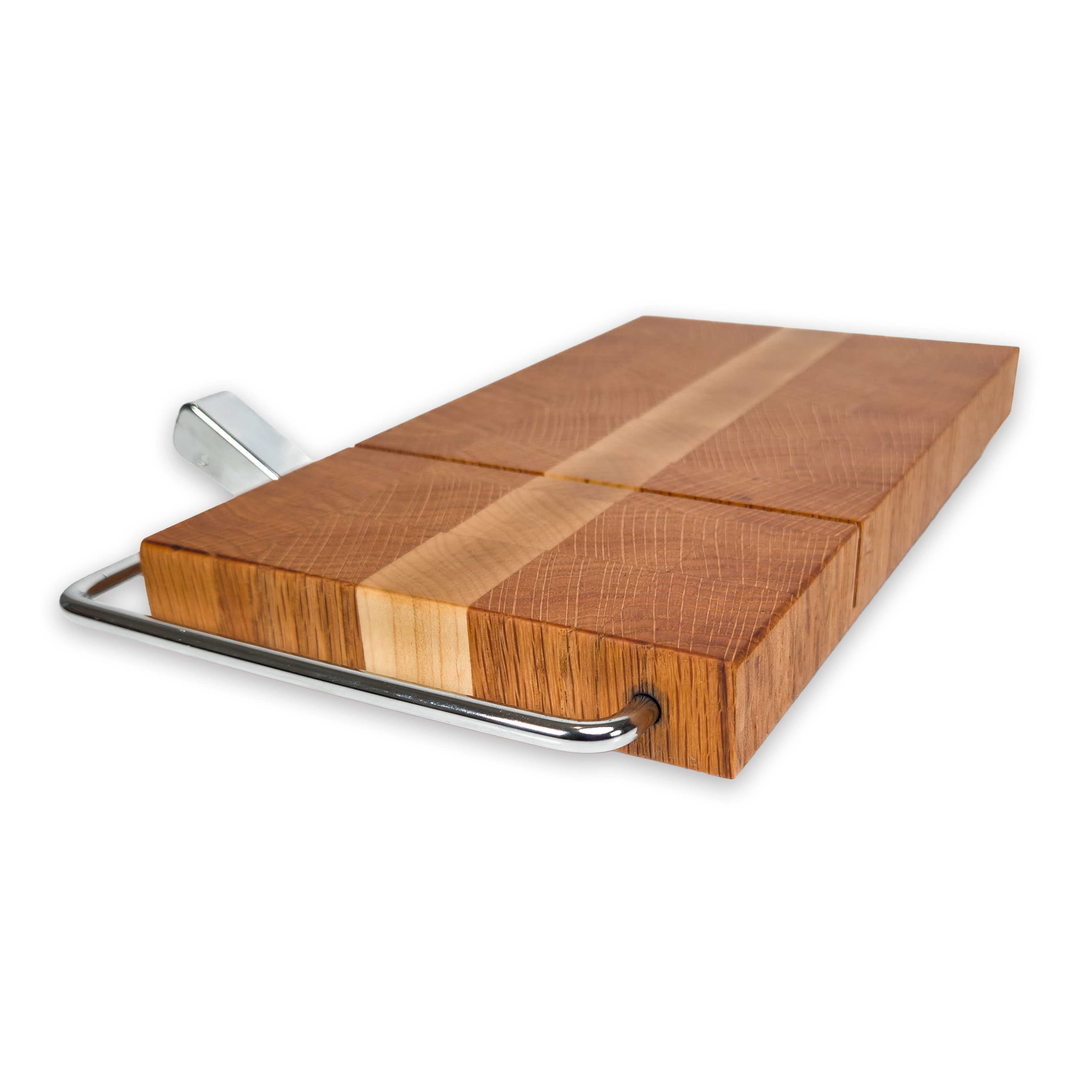 End grain oak & maple cheese slicer board with wire cutter, oiled hardwood