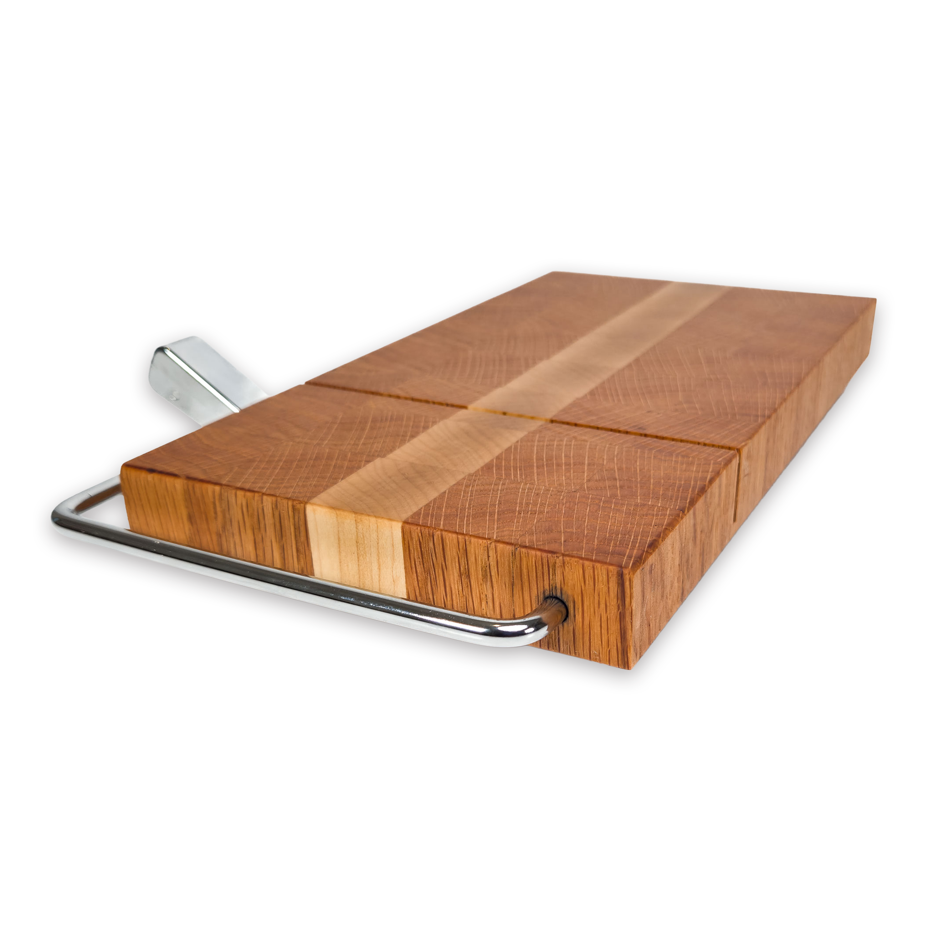 End grain oak & maple cheese slicer board with wire cutter, oiled hardwood