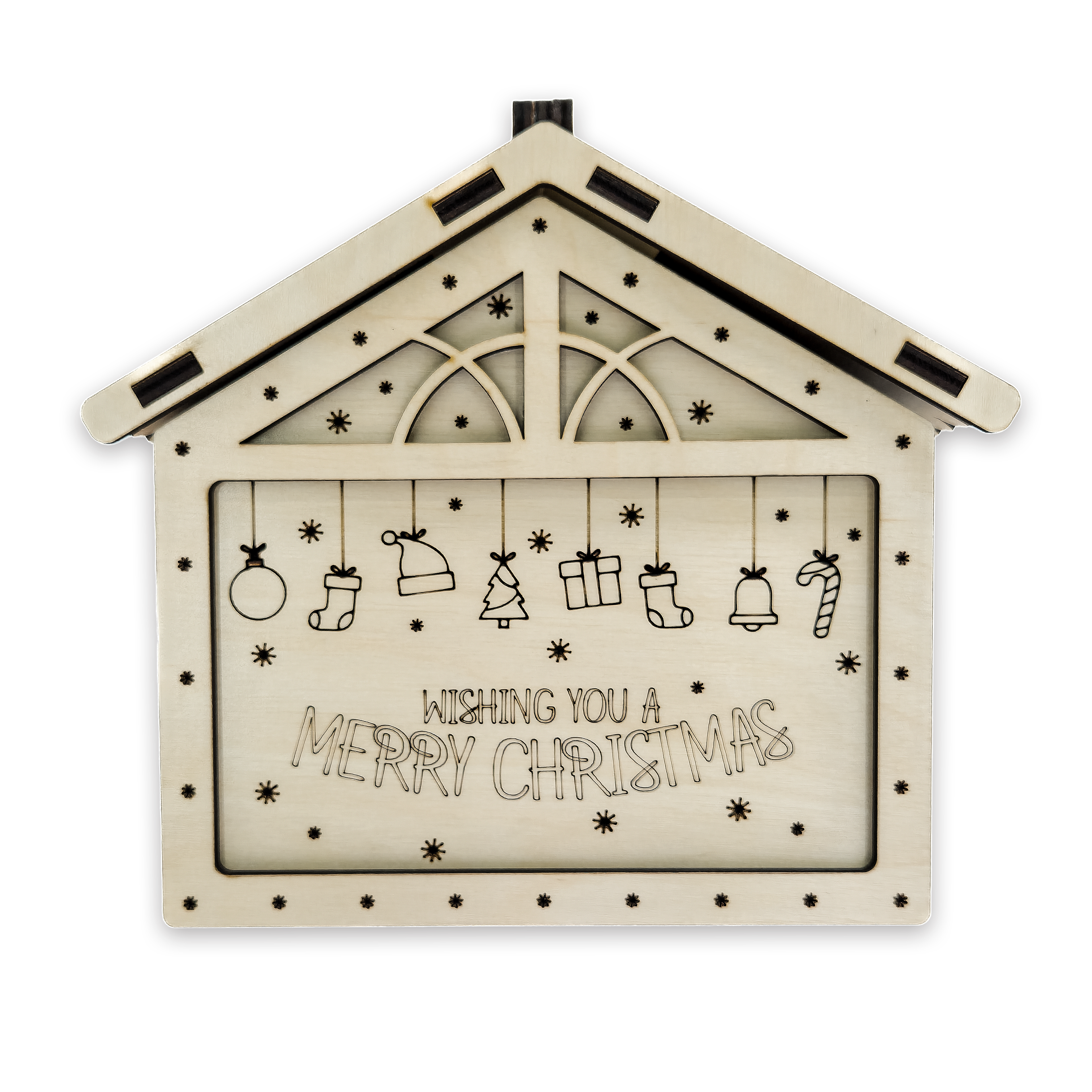 Laser-cut christmas gift box, ¼ in cabinet-grade plywood