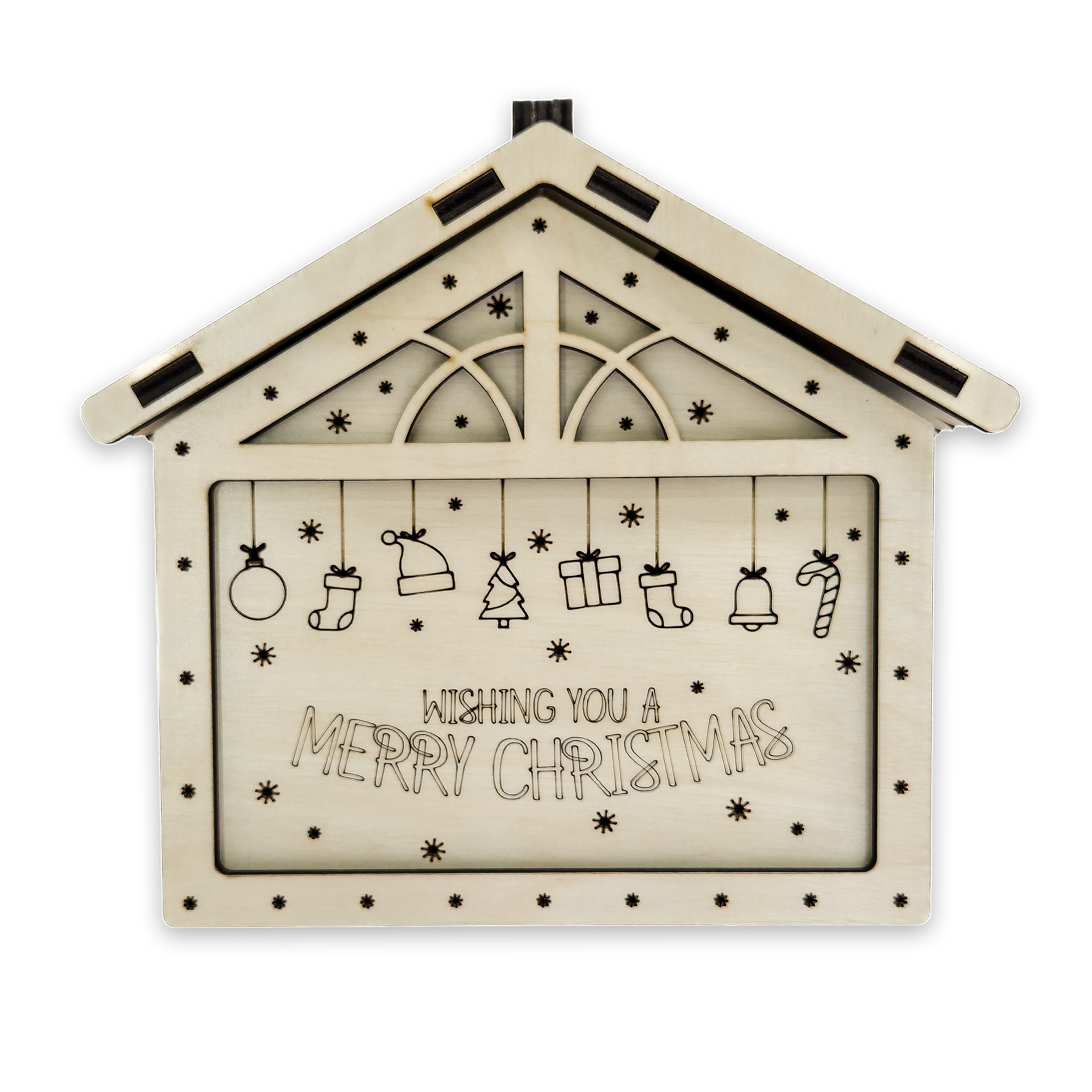 Laser-cut christmas gift box, ¼ in cabinet-grade plywood