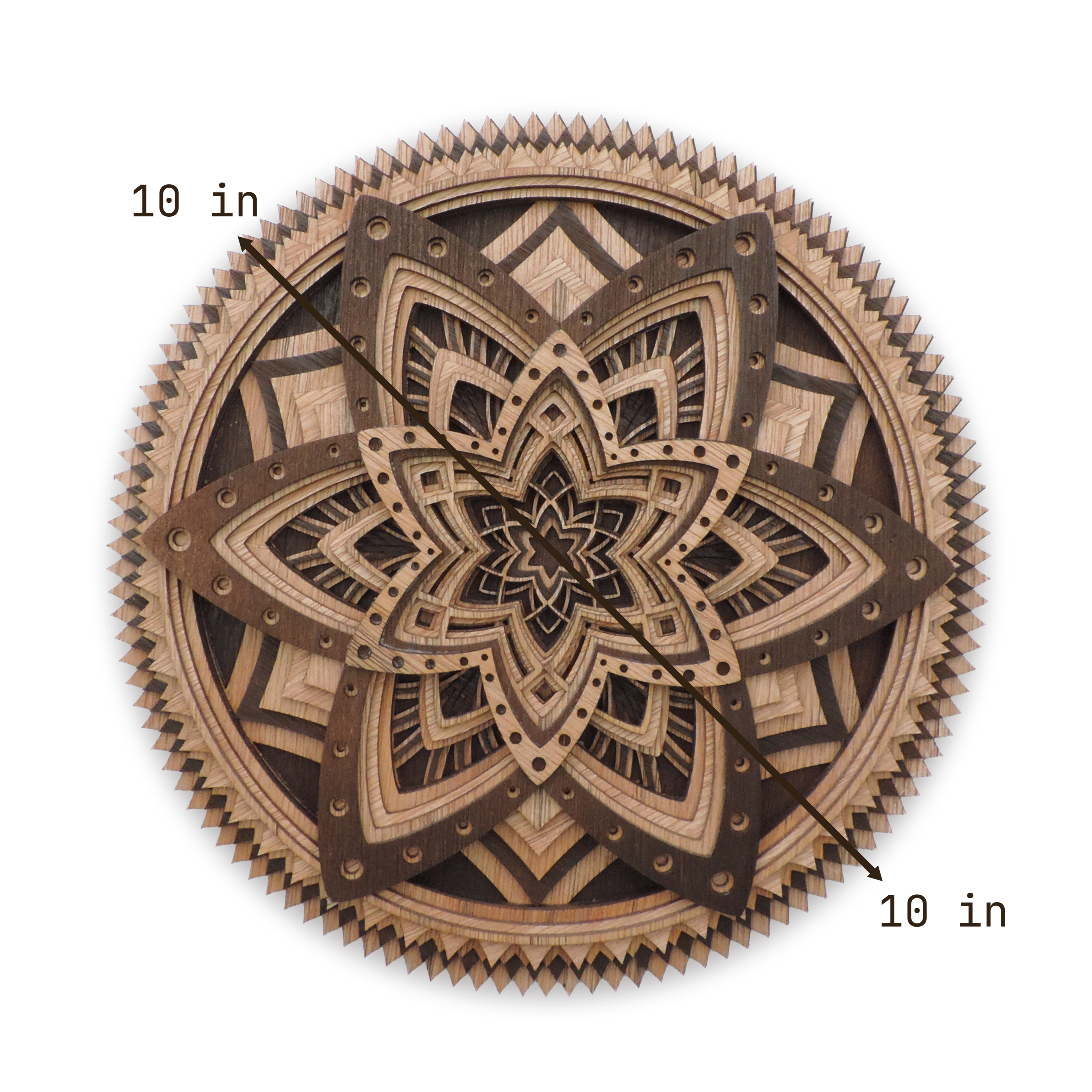 Multilayer 3D laser-cut mandala wall art, Baltic Birch Plywood
