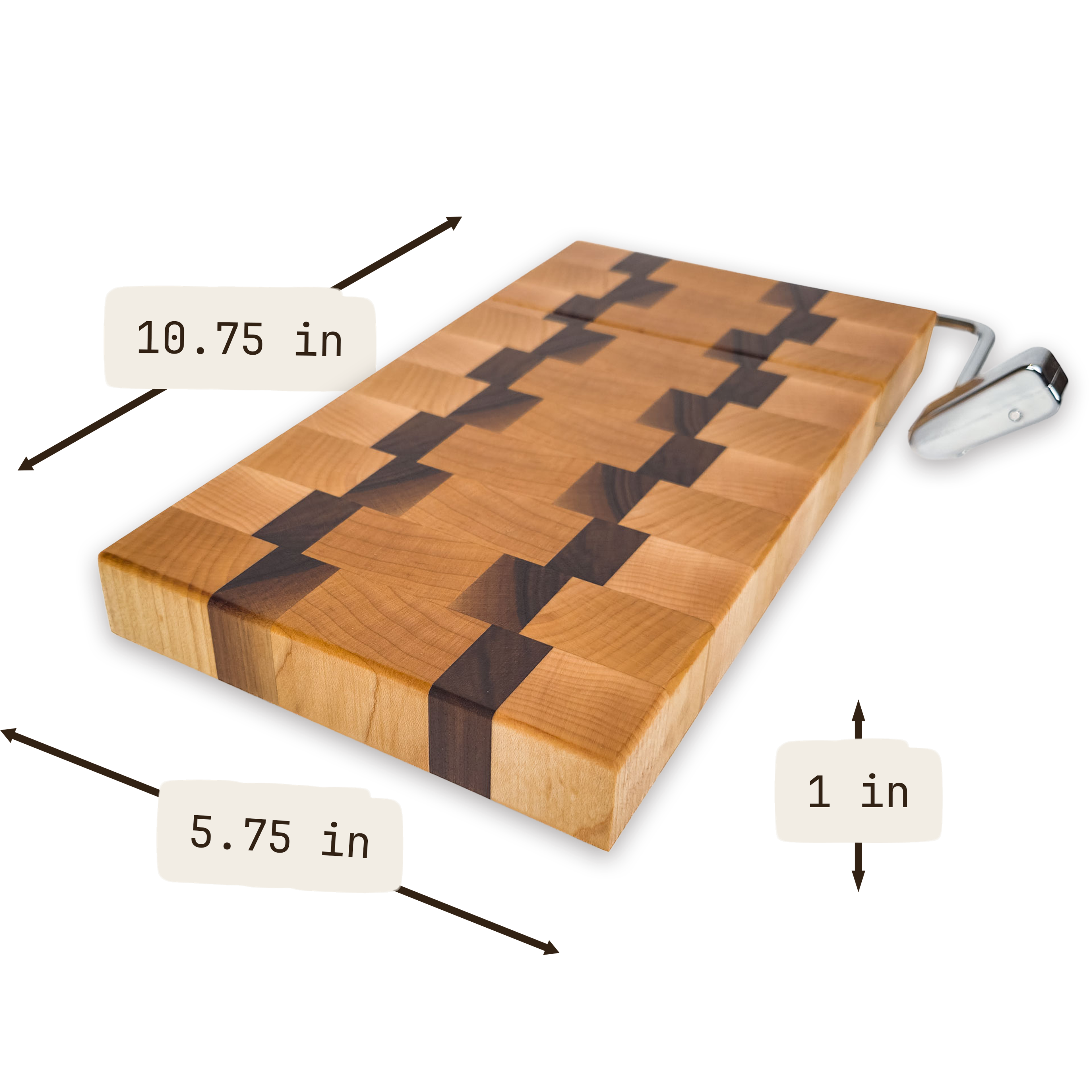 End grain maple & walnut cheese slicer board with wire cutter, oiled hardwood