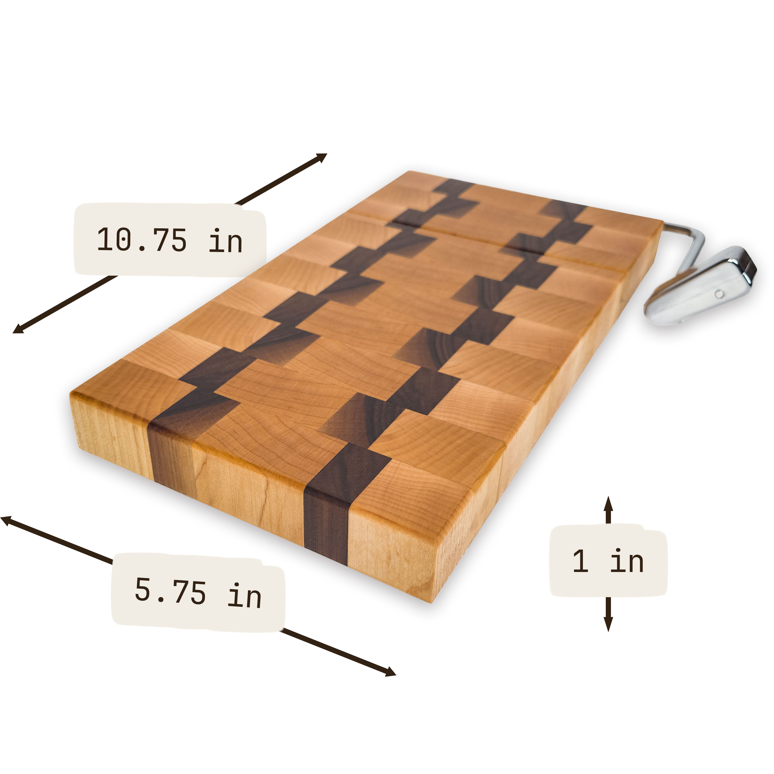 End grain maple & walnut cheese slicer board with wire cutter, oiled hardwood