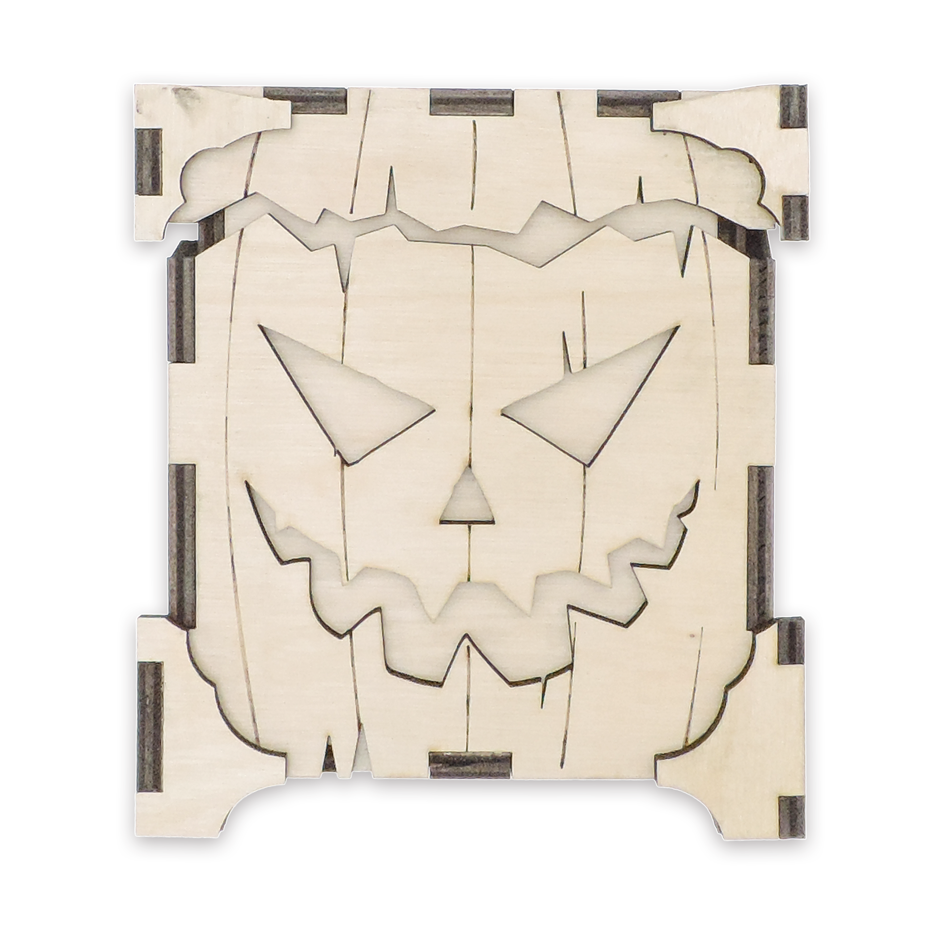 Laser-cut pumpkin candy holder, ¼ in cabinet-grade plywood