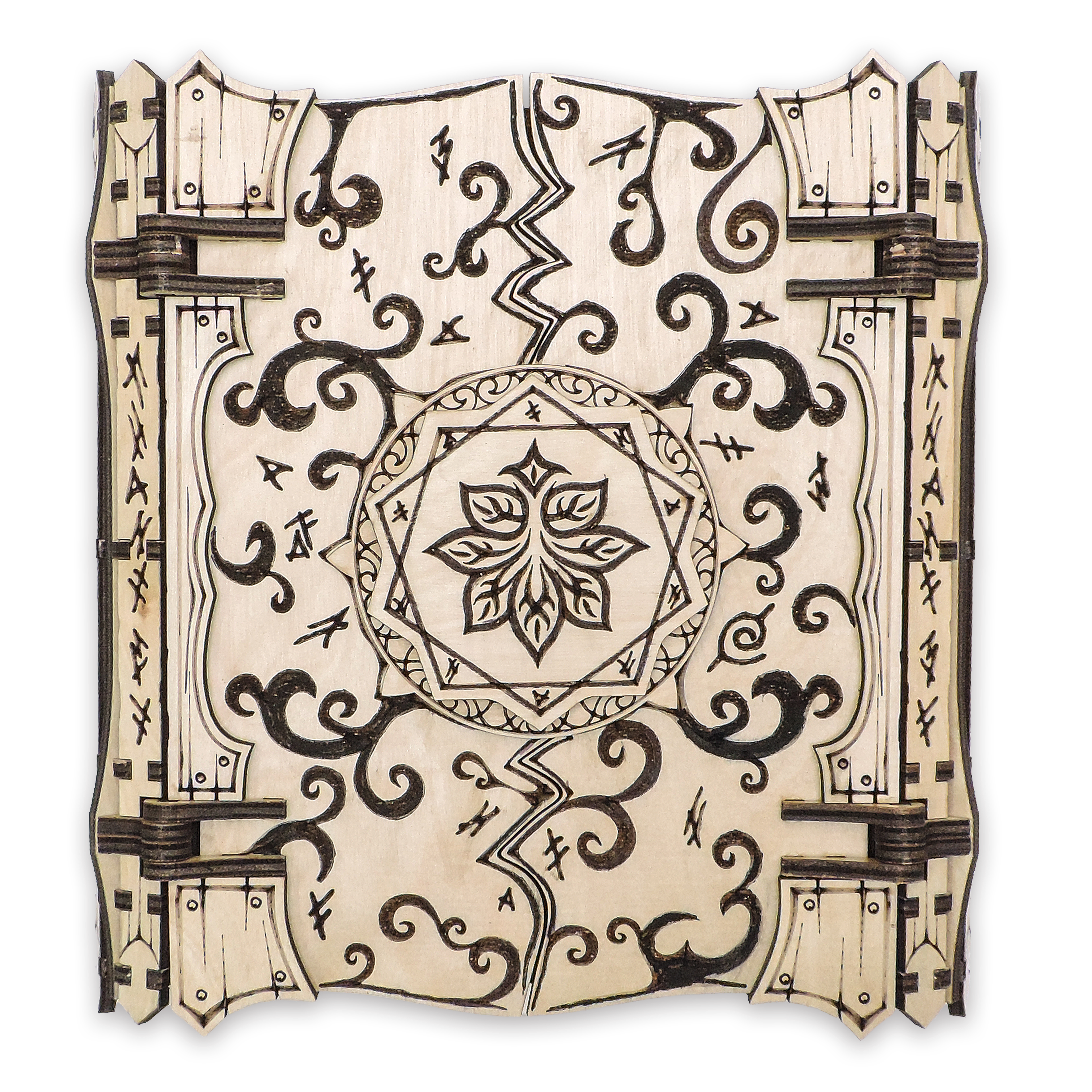 Laser-cut wizard spellbook keepsake box, ¼ in cabinet-grade plywood