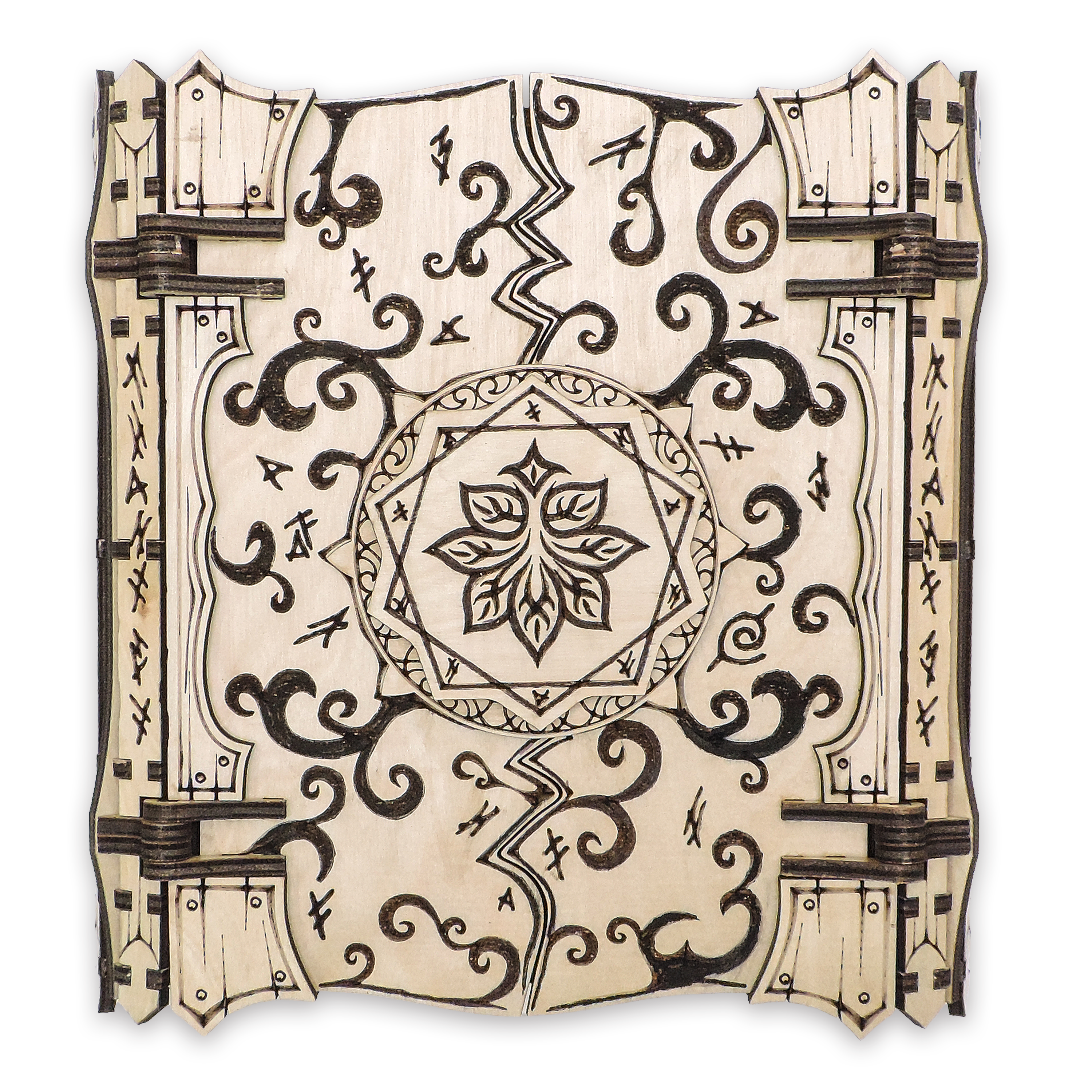 Laser-cut wizard spellbook keepsake box, ¼ in cabinet-grade plywood