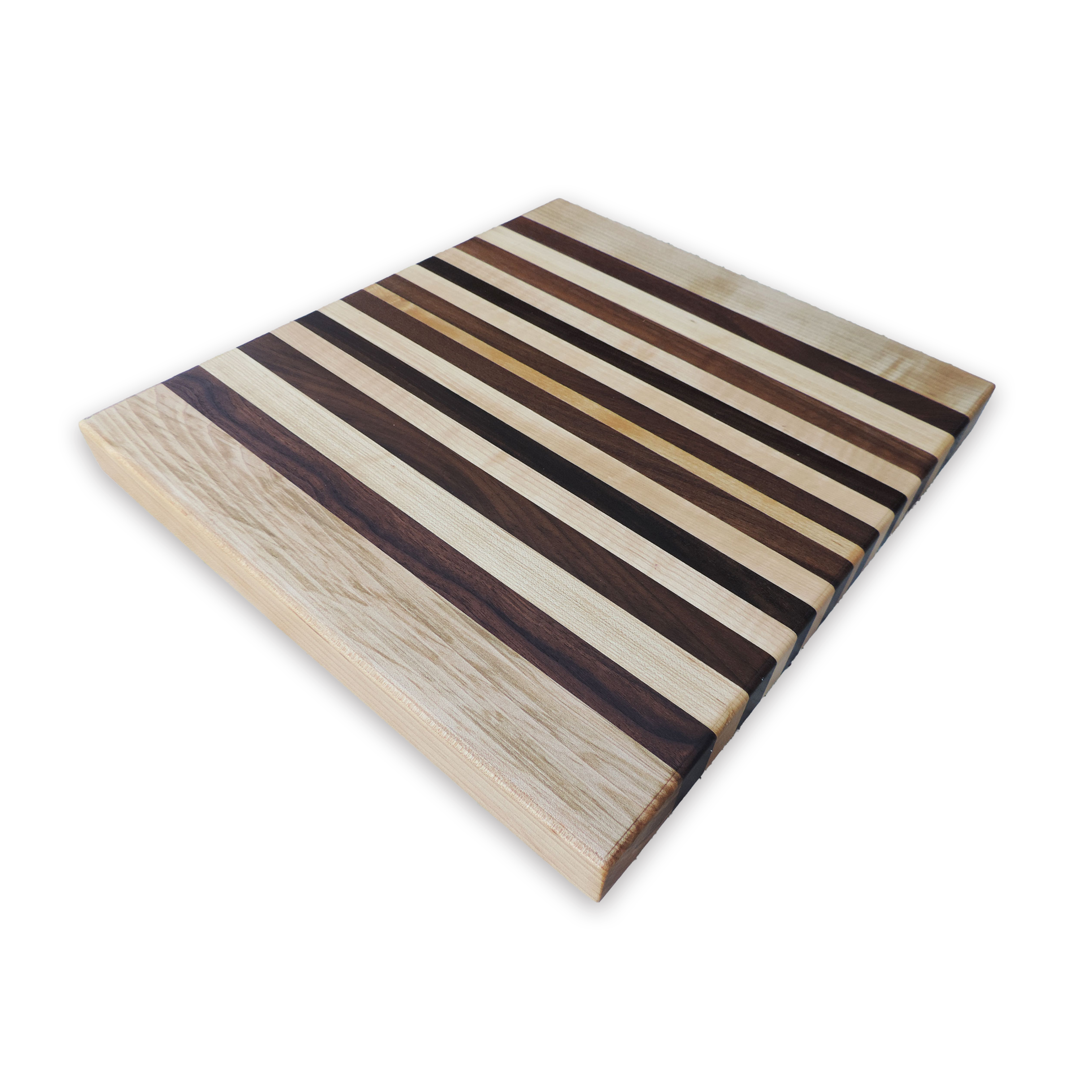 Edge grain walnut & curly maple cutting board, oiled hardwood