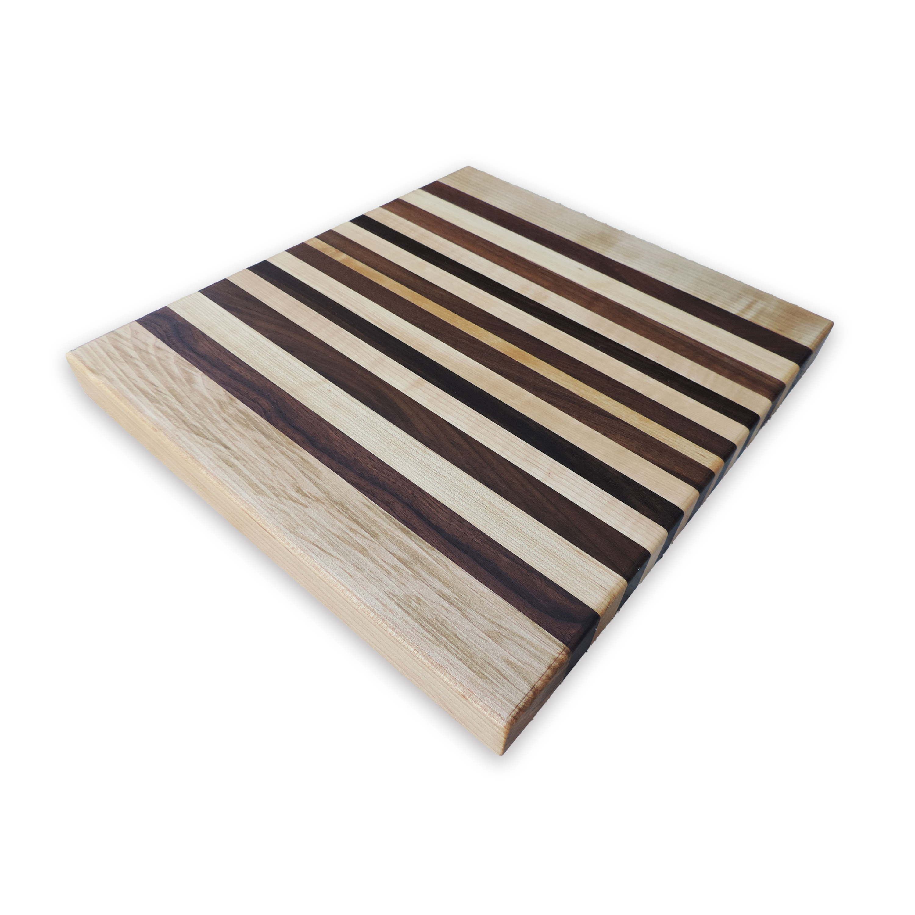 Edge grain walnut & curly maple cutting board, oiled hardwood
