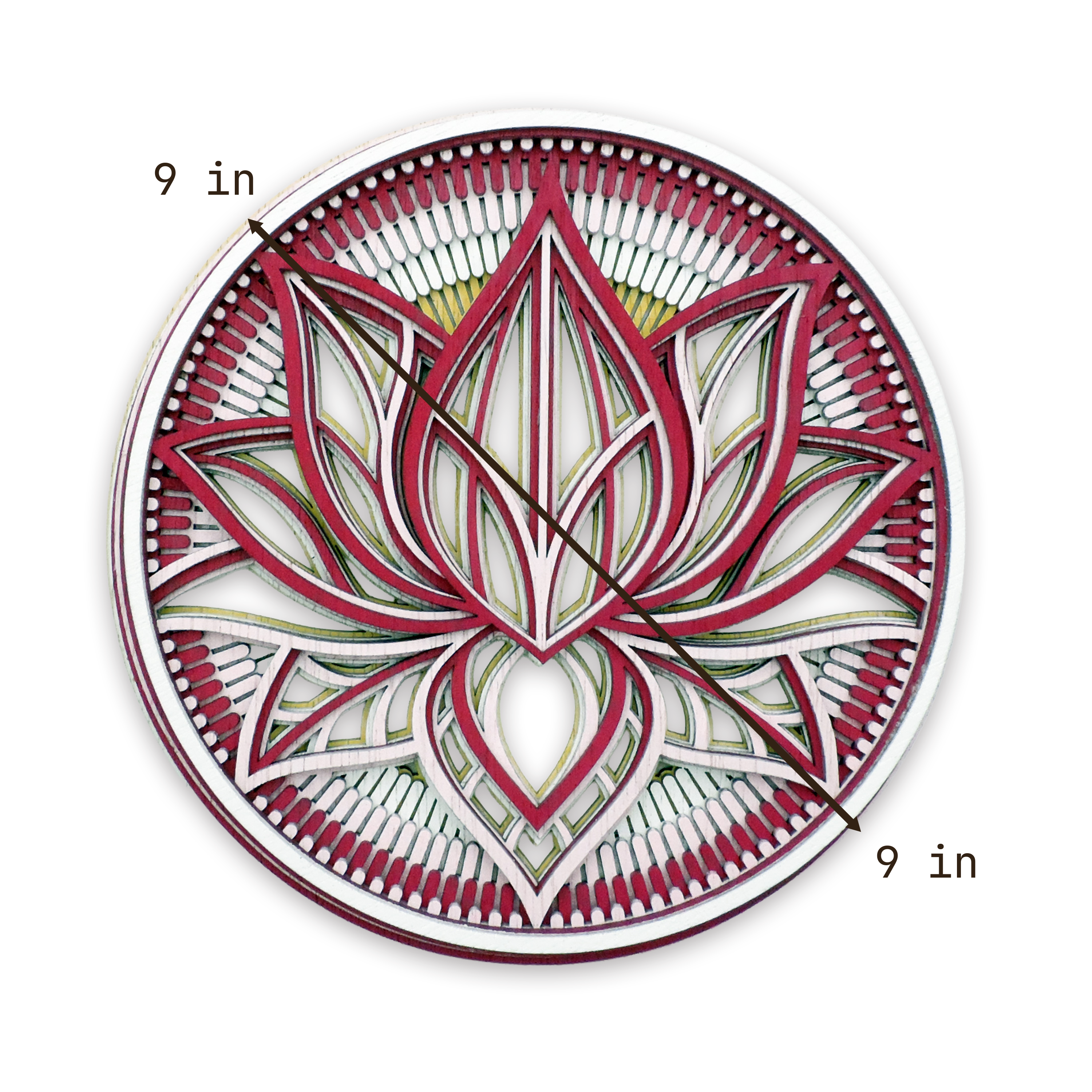 Multilayer 3D laser-cut lotus mandala wall art, Baltic Birch Plywood