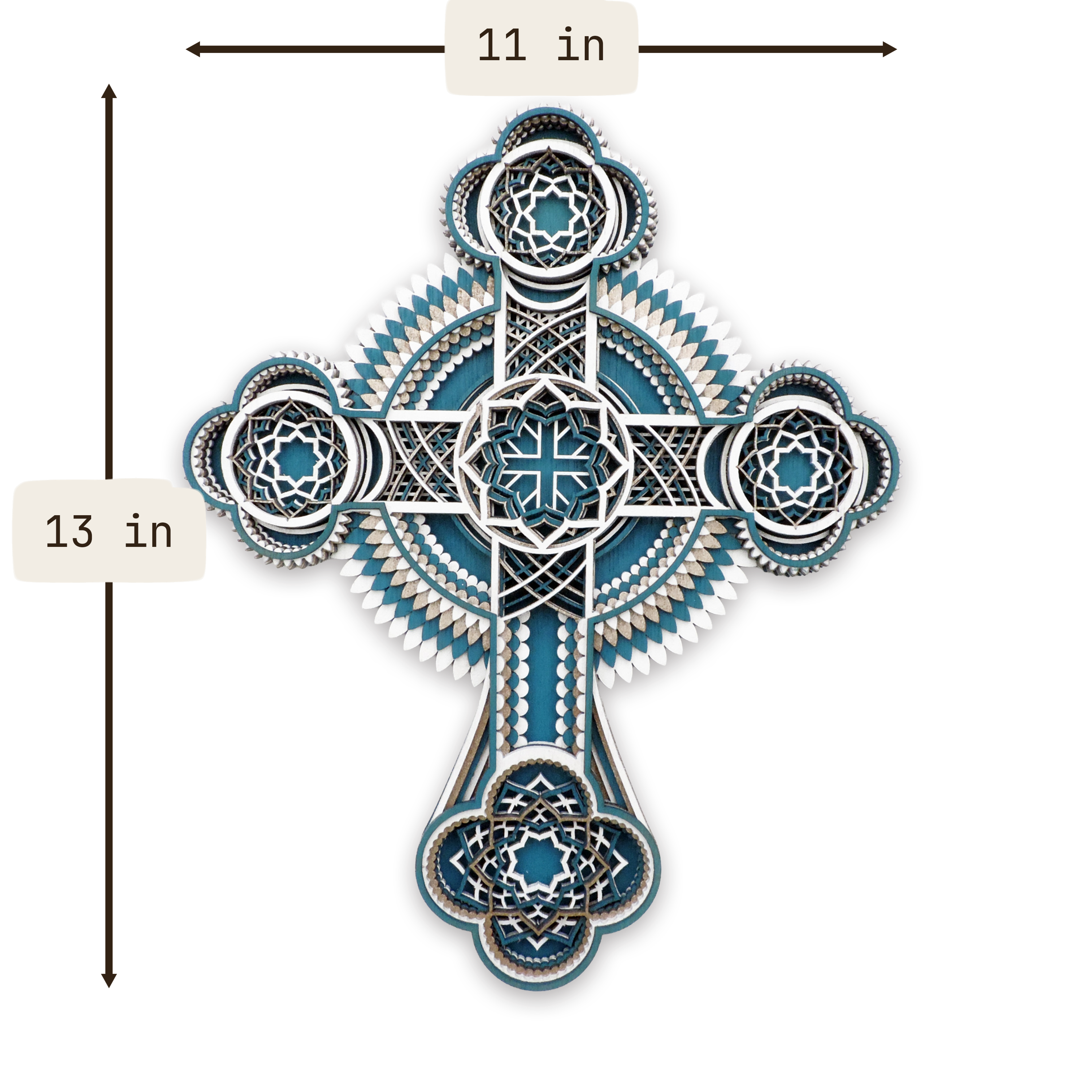 Multilayer 3D laser-cut Christian cross wall art, Baltic Birch Plywood