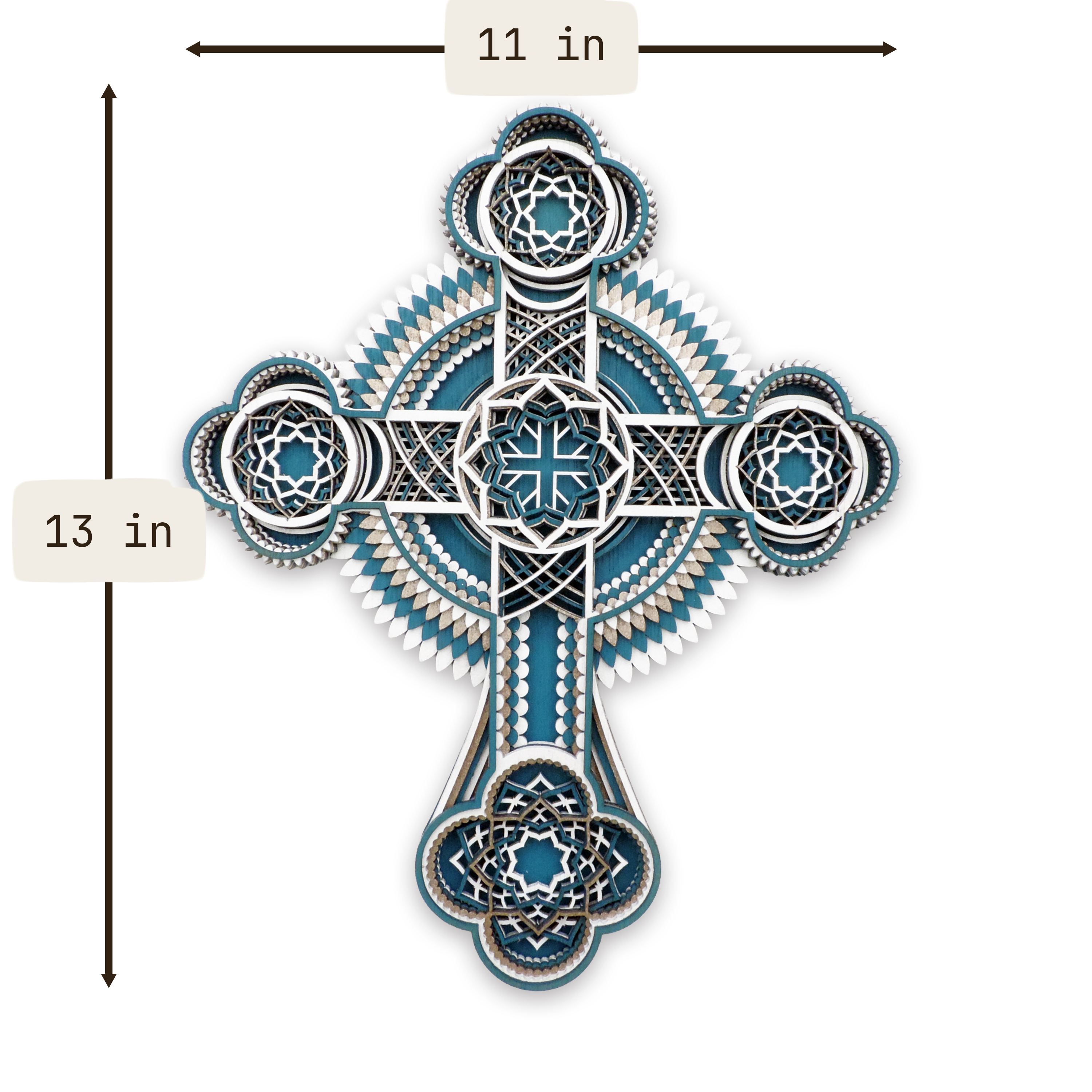 Multilayer 3D laser-cut Christian cross wall art, Baltic Birch Plywood
